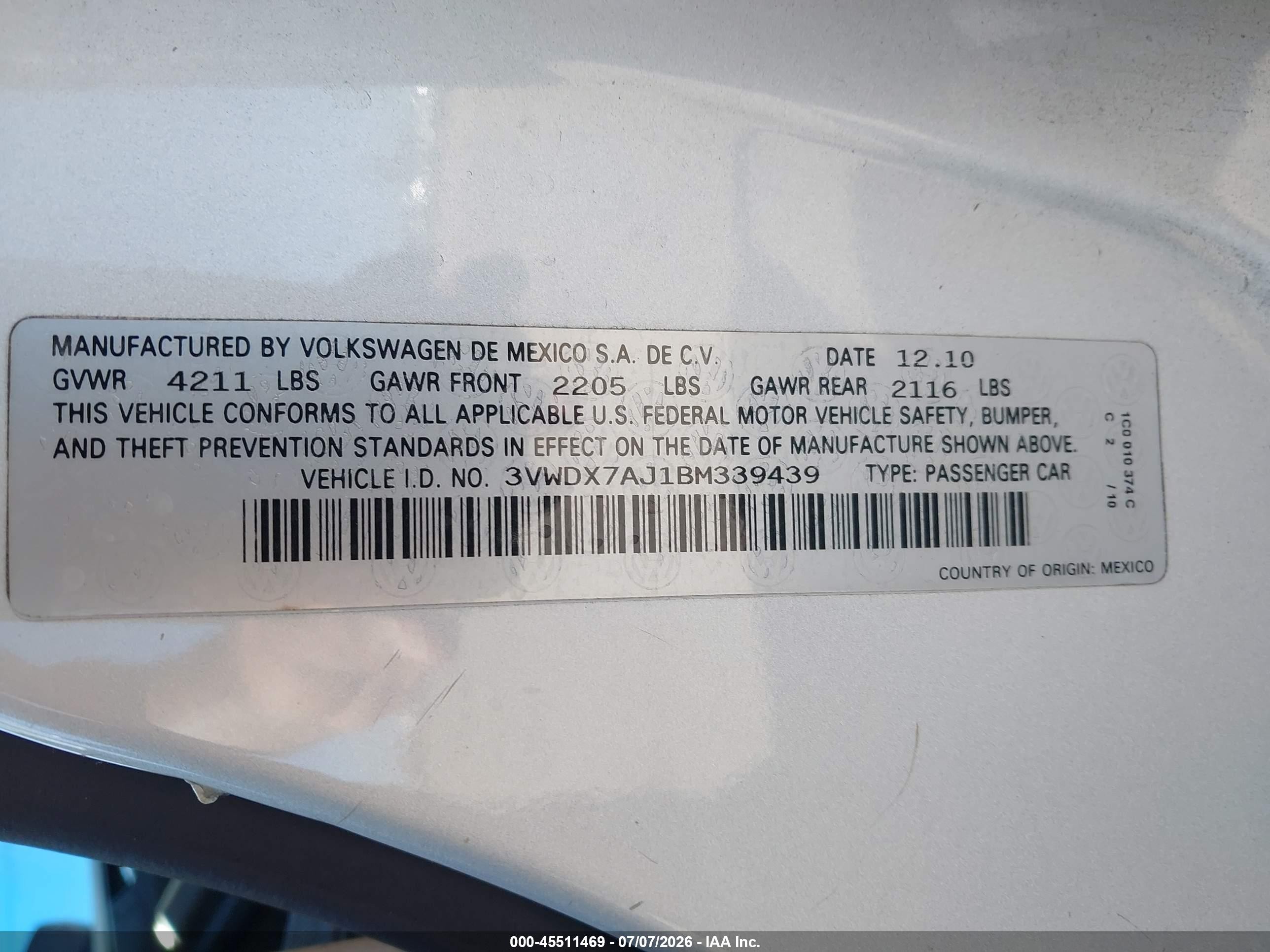 2011 Volkswagen Jetta 2.5l Se Silver vin: 3VWDX7AJ1BM339439