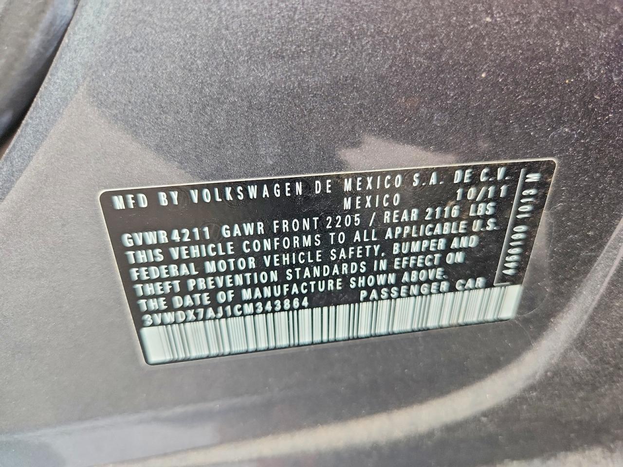 2012 Volkswagen Jetta Se Gray vin: 3VWDX7AJ1CM343864