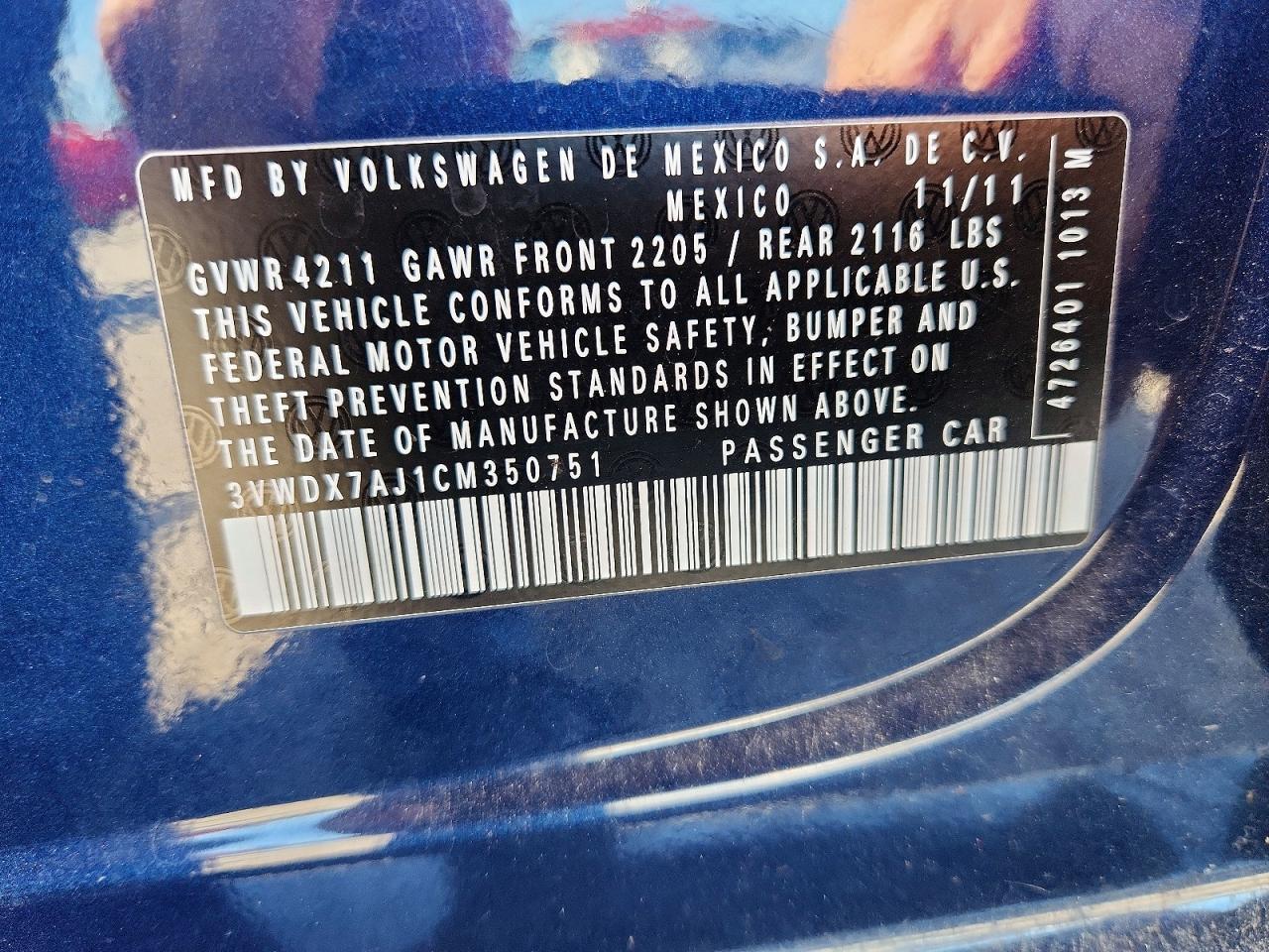 2012 Volkswagen Jetta Se Синий vin: 3VWDX7AJ1CM350751
