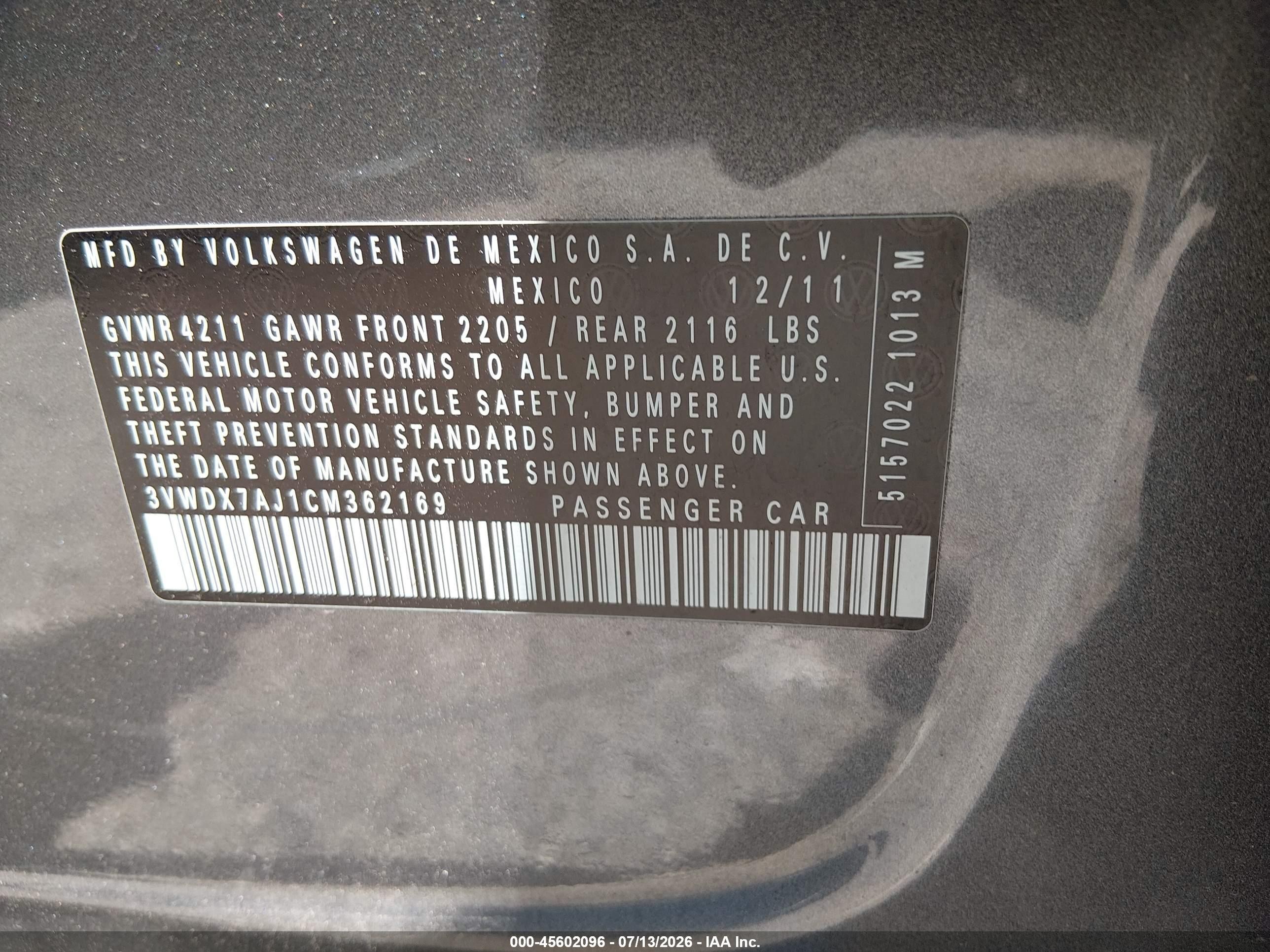 2012 Volkswagen Jetta 2.5l Se Gray vin: 3VWDX7AJ1CM362169