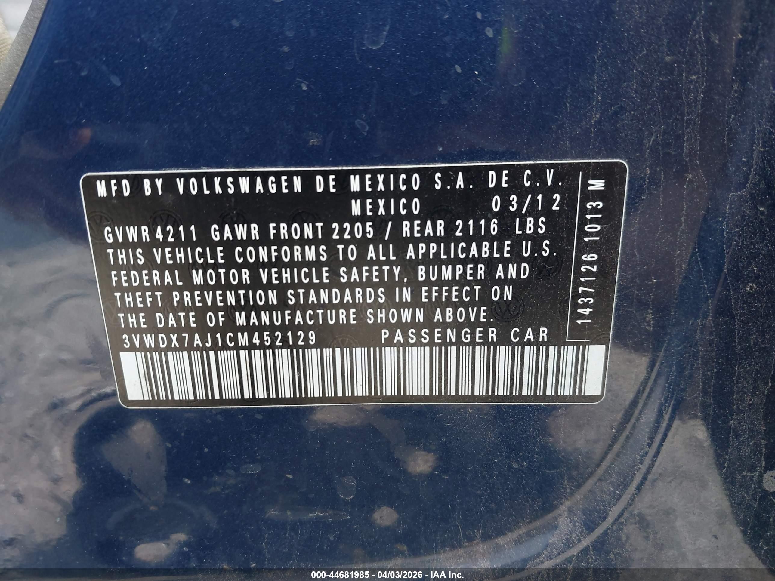 2012 Volkswagen Jetta 2.5l Se Синий vin: 3VWDX7AJ1CM452129
