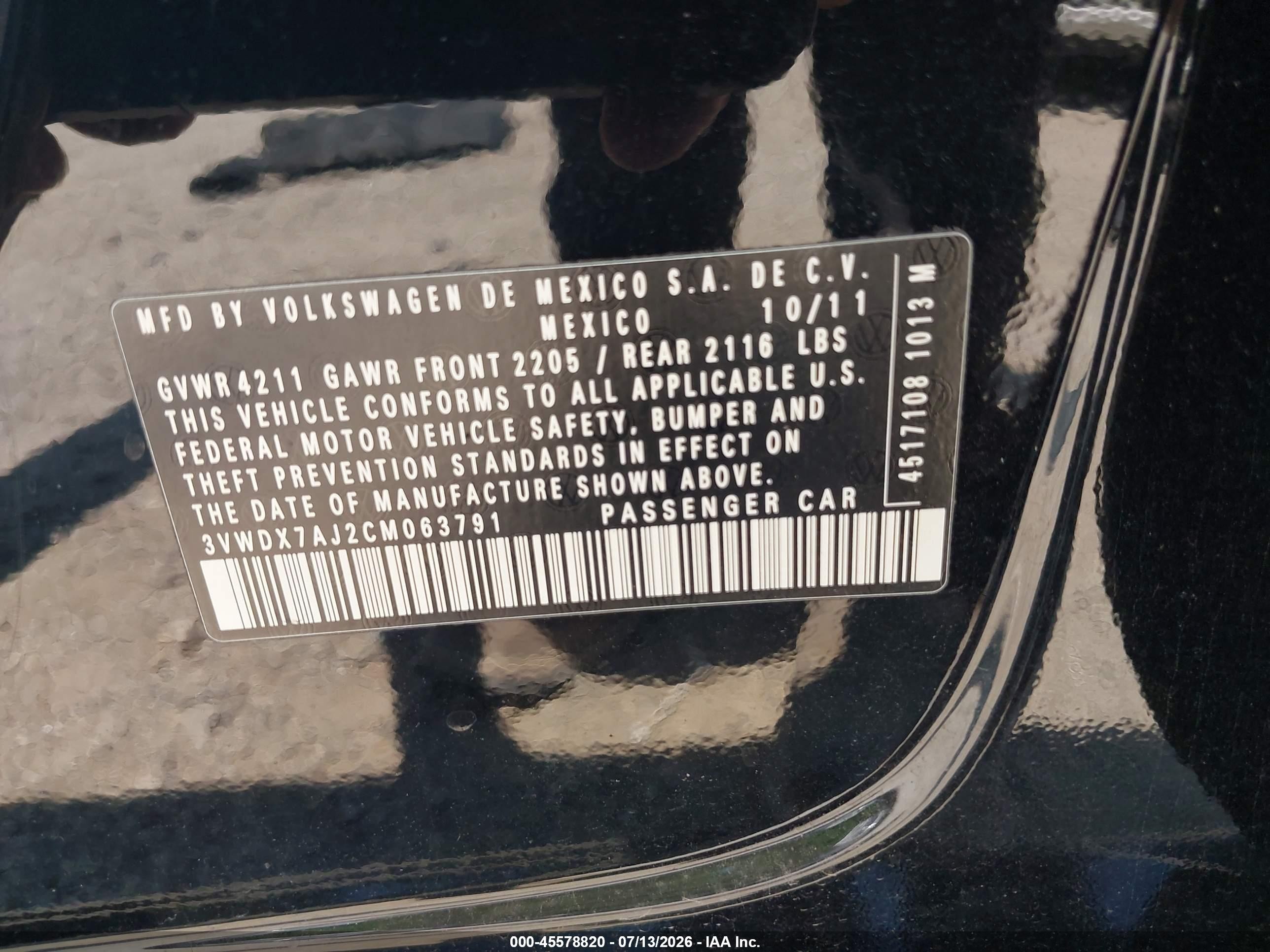 2012 Volkswagen Jetta 2.5l Se Black vin: 3VWDX7AJ2CM063791