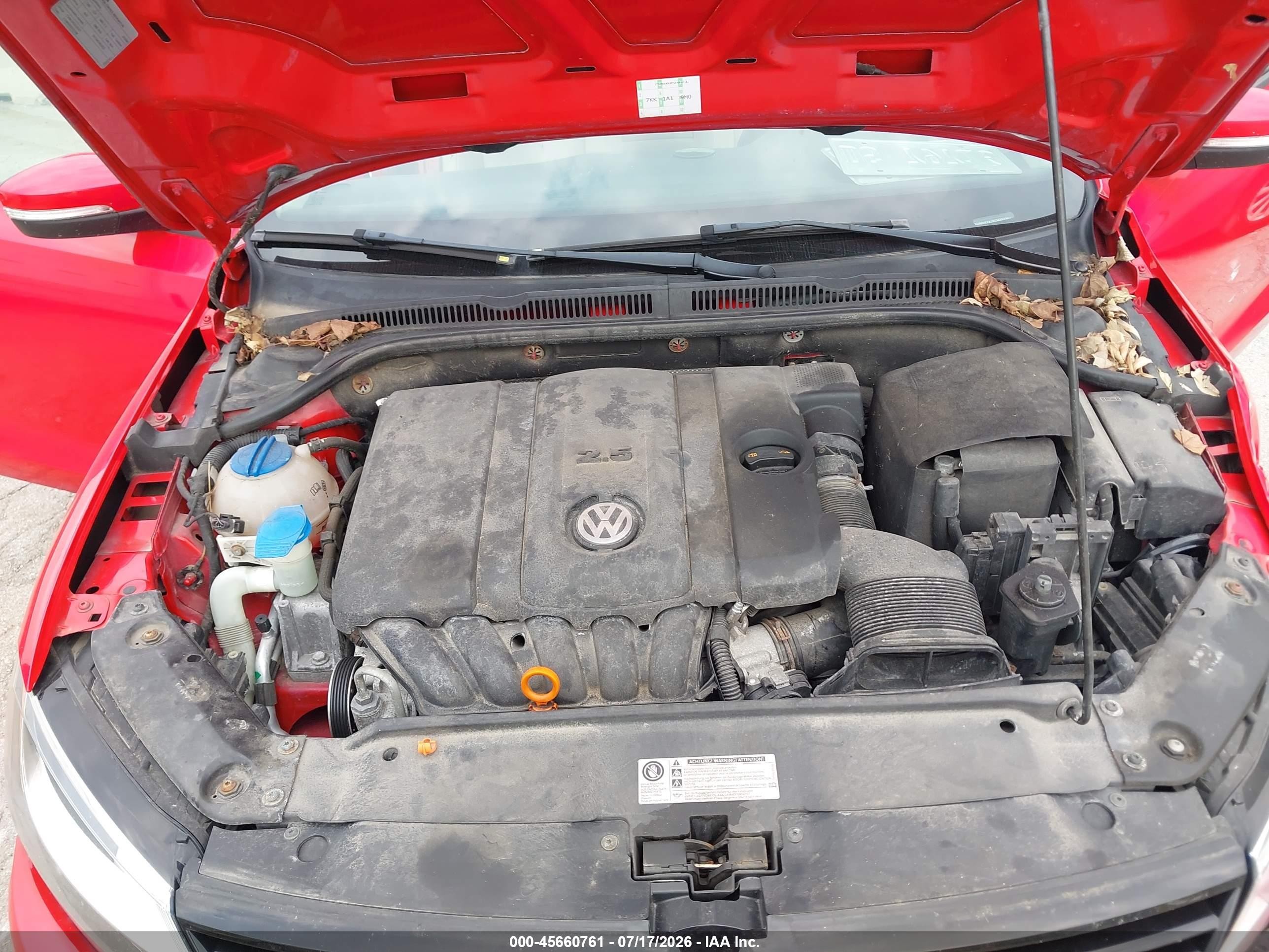 2012 Volkswagen Jetta 2.5l Se Красный vin: 3VWDX7AJ2CM307956