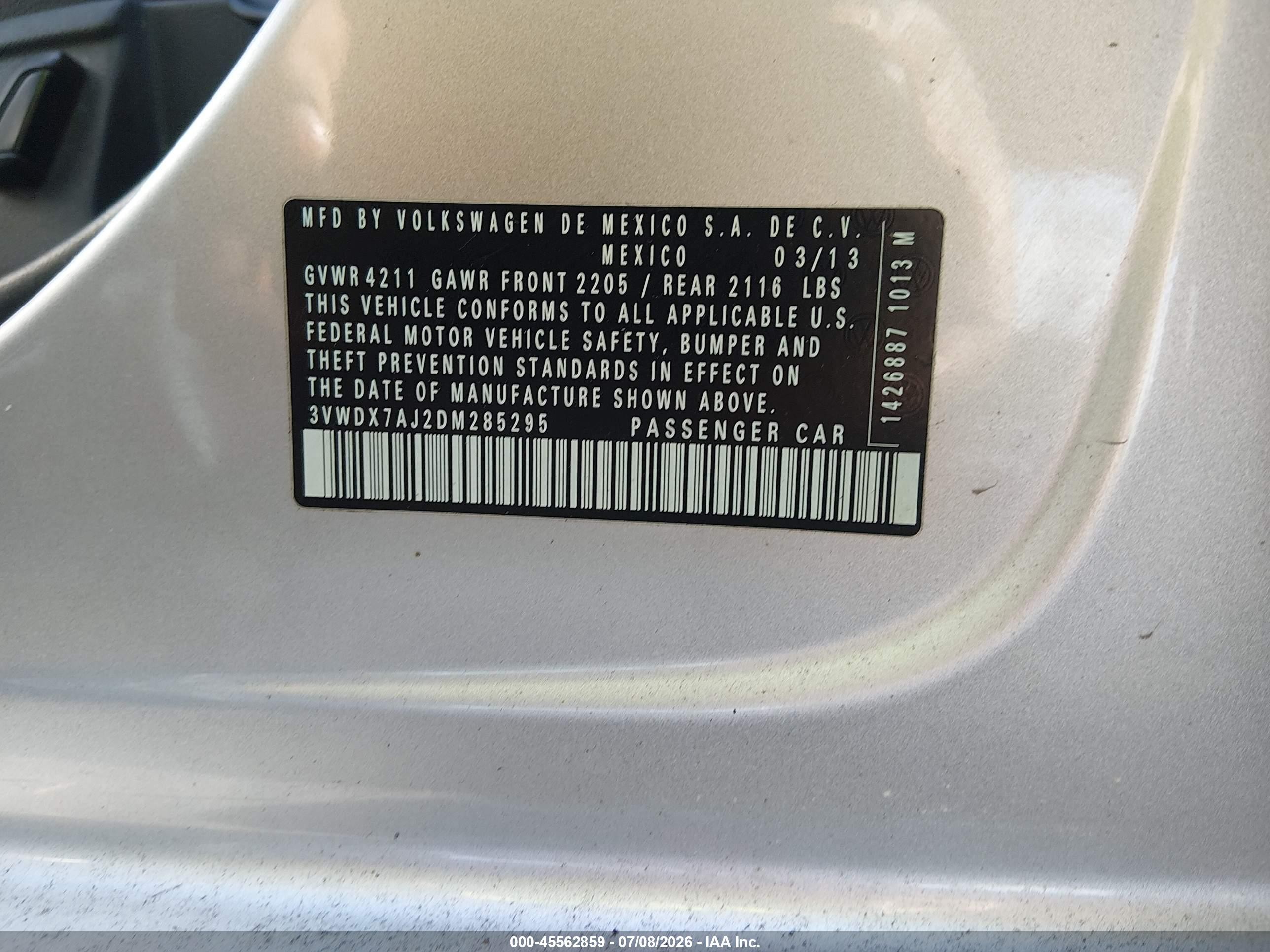 2013 Volkswagen Jetta 2.5l Se Silver vin: 3VWDX7AJ2DM285295