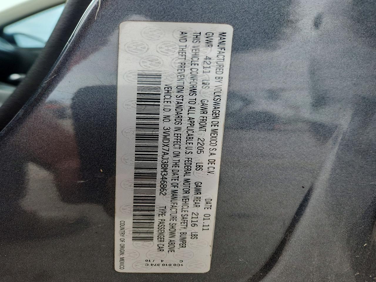 2011 Volkswagen Jetta Se Charcoal vin: 3VWDX7AJ3BM346862