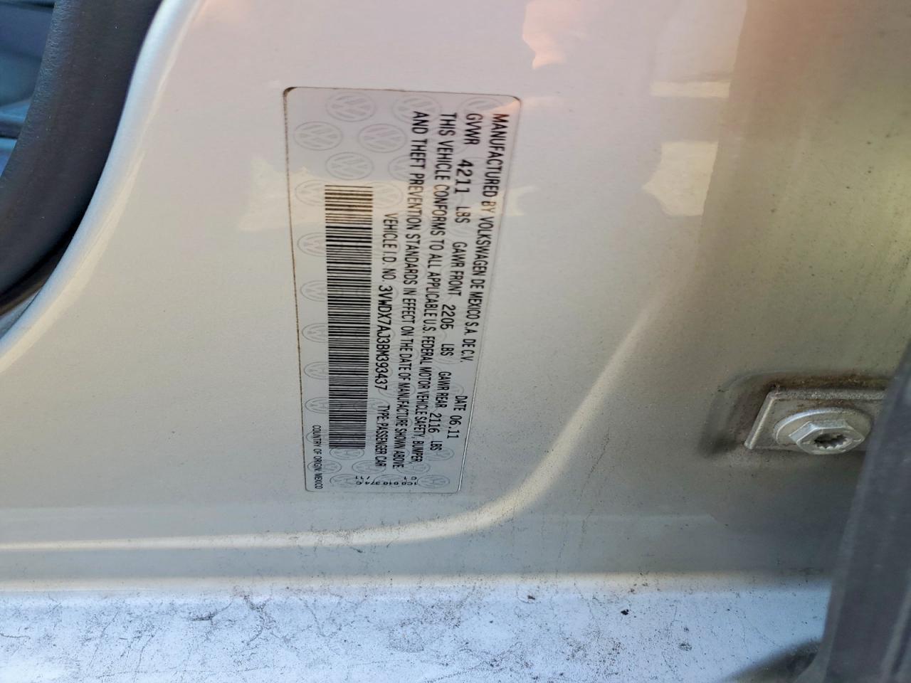 2011 Volkswagen Jetta Se Серебряный vin: 3VWDX7AJ3BM393437