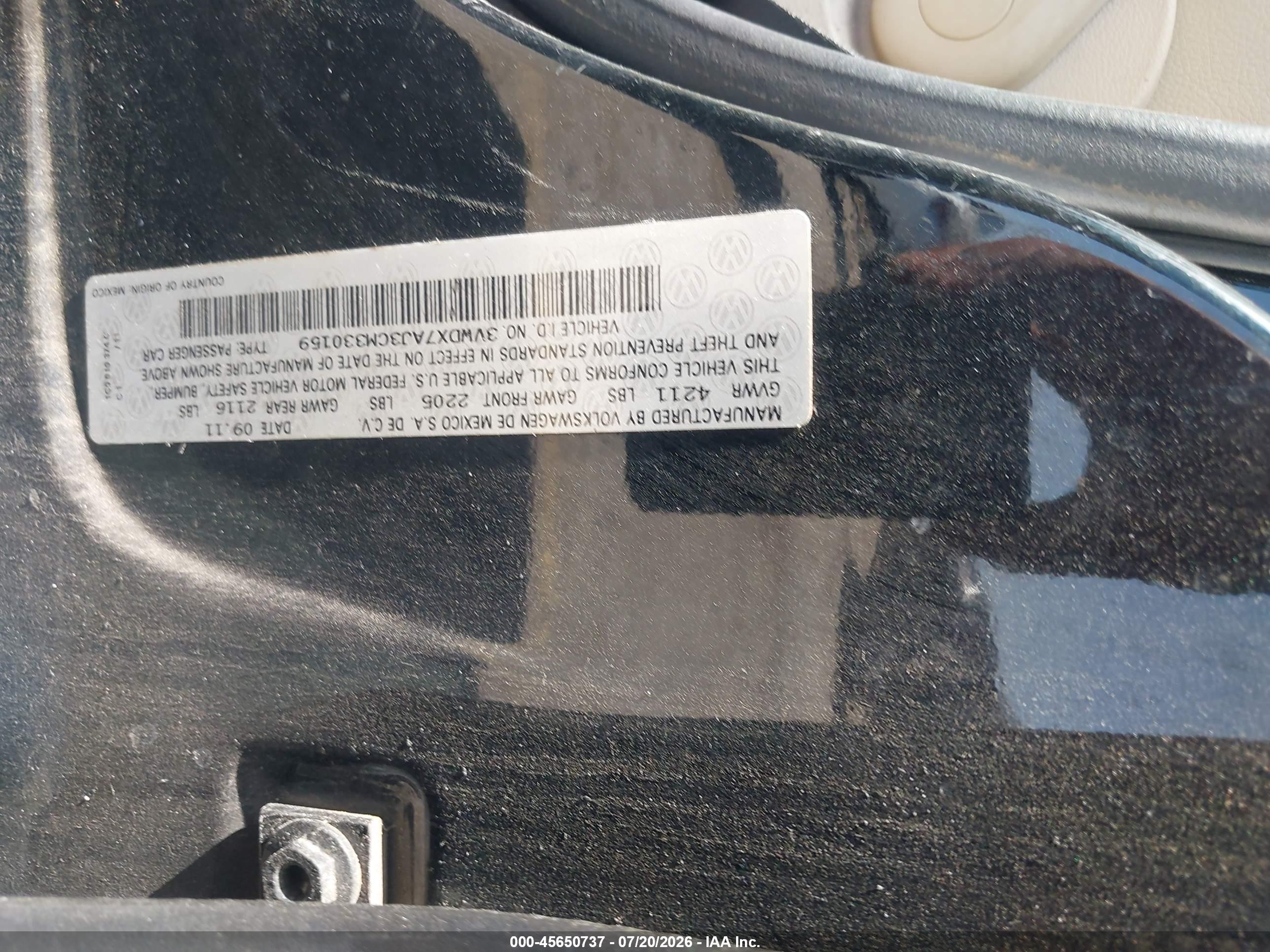 2012 Volkswagen Jetta 2.5l Se Black vin: 3VWDX7AJ3CM330159