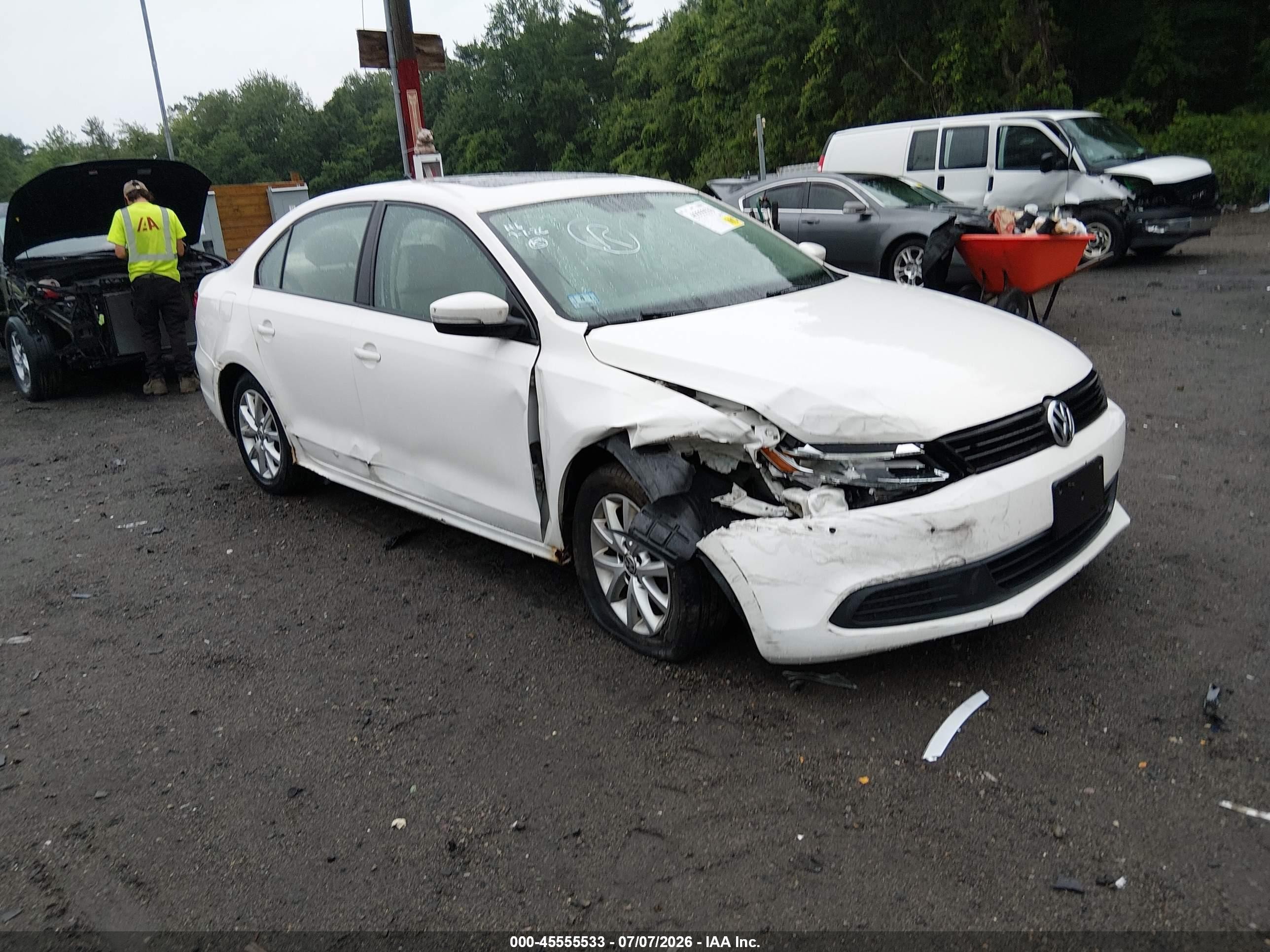 2012 Volkswagen Jetta 2.5l Se White vin: 3VWDX7AJ3CM341517