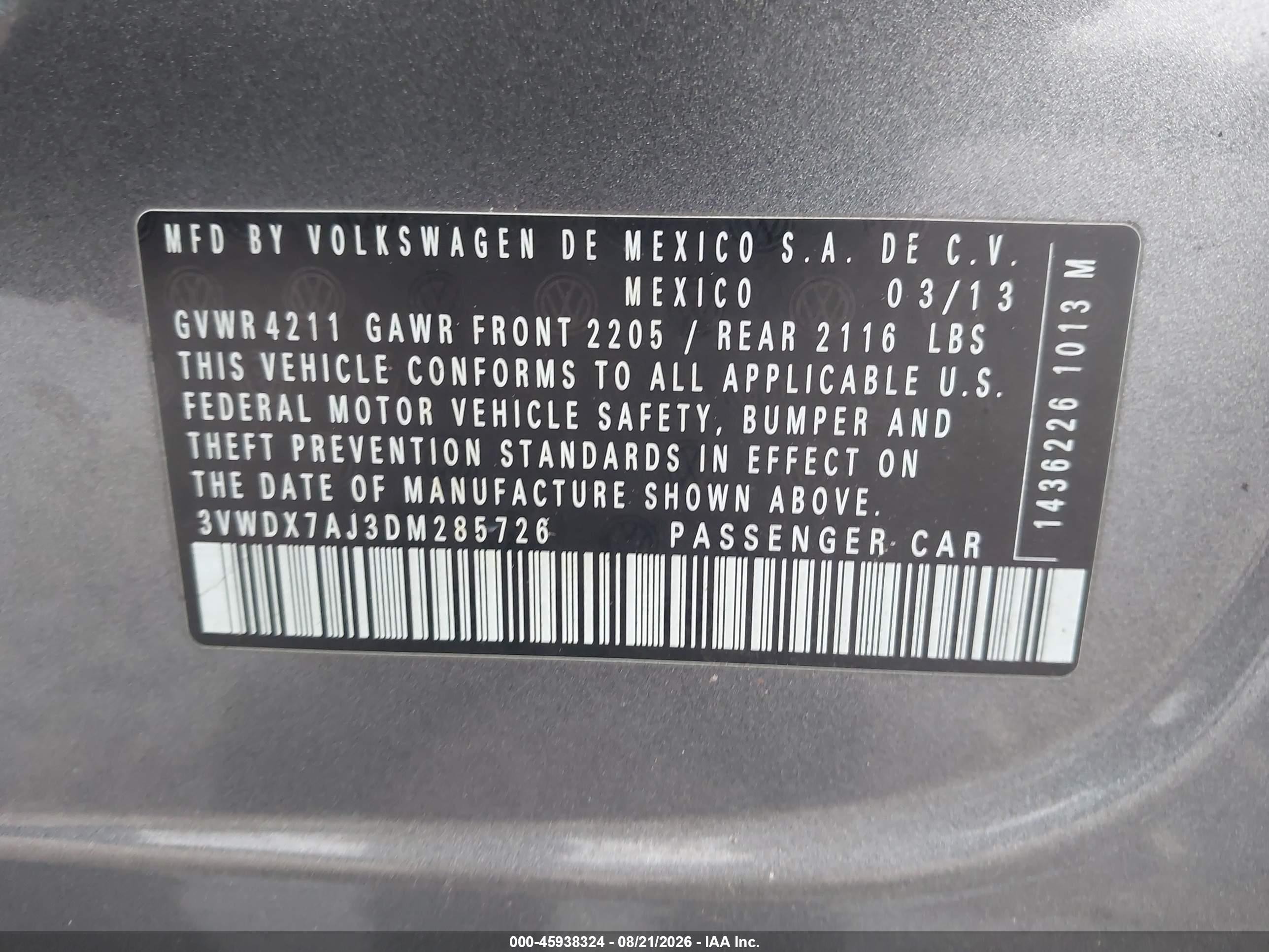 2013 Volkswagen Jetta 2.5l Se Gray vin: 3VWDX7AJ3DM285726