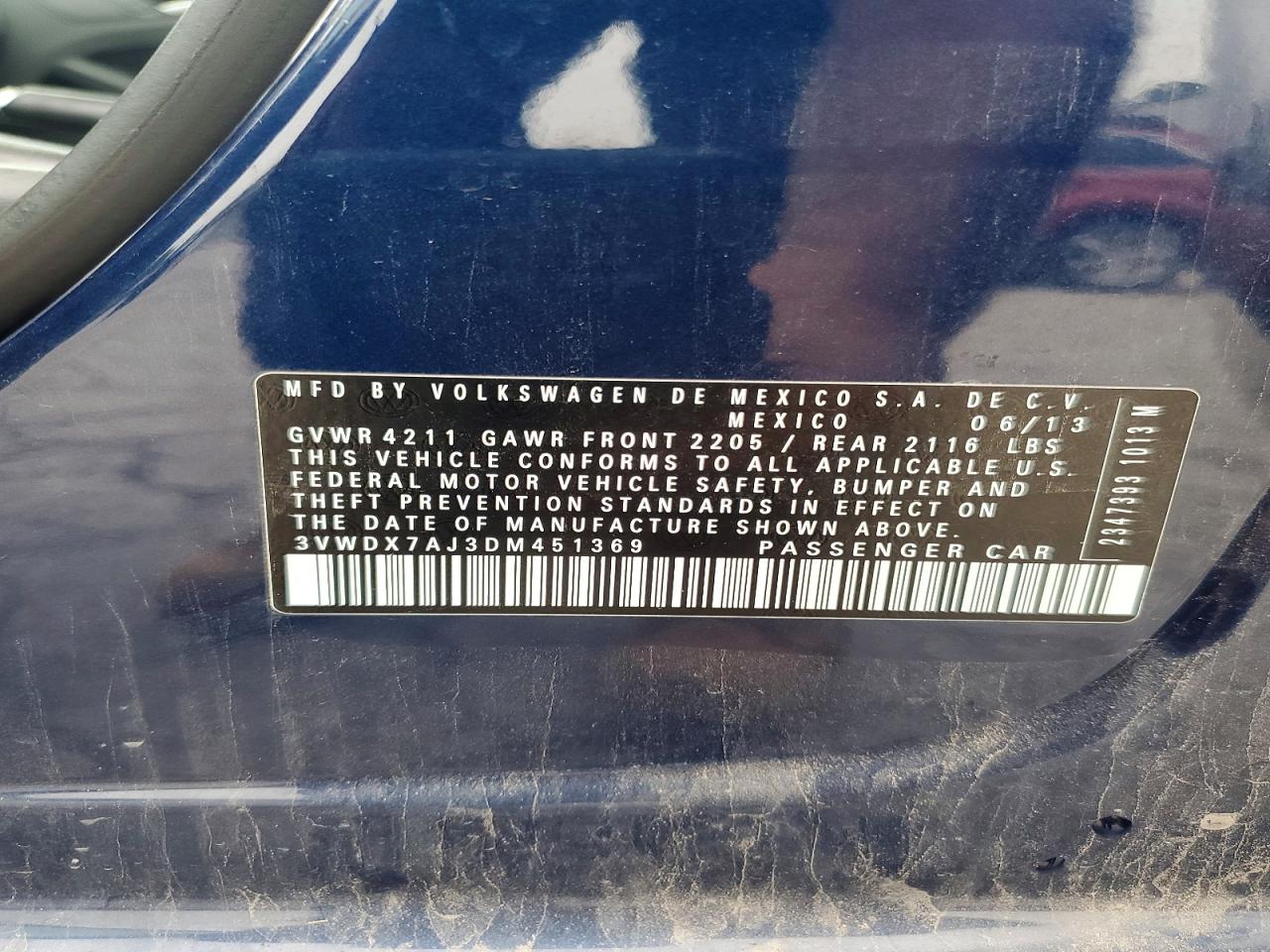 2013 Volkswagen Jetta Se Blue vin: 3VWDX7AJ3DM451369