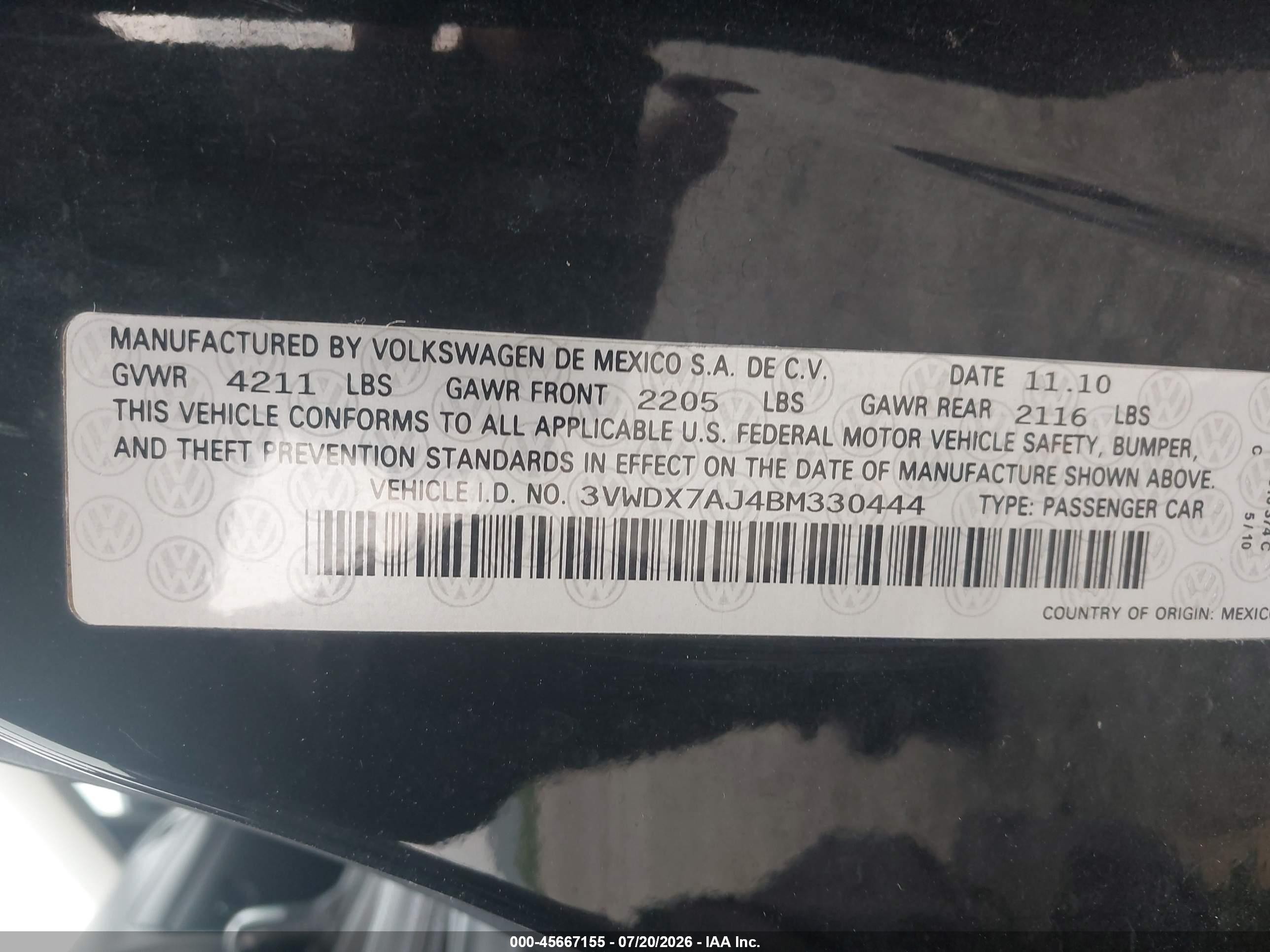 2011 Volkswagen Jetta 2.5l Se Черный vin: 3VWDX7AJ4BM330444