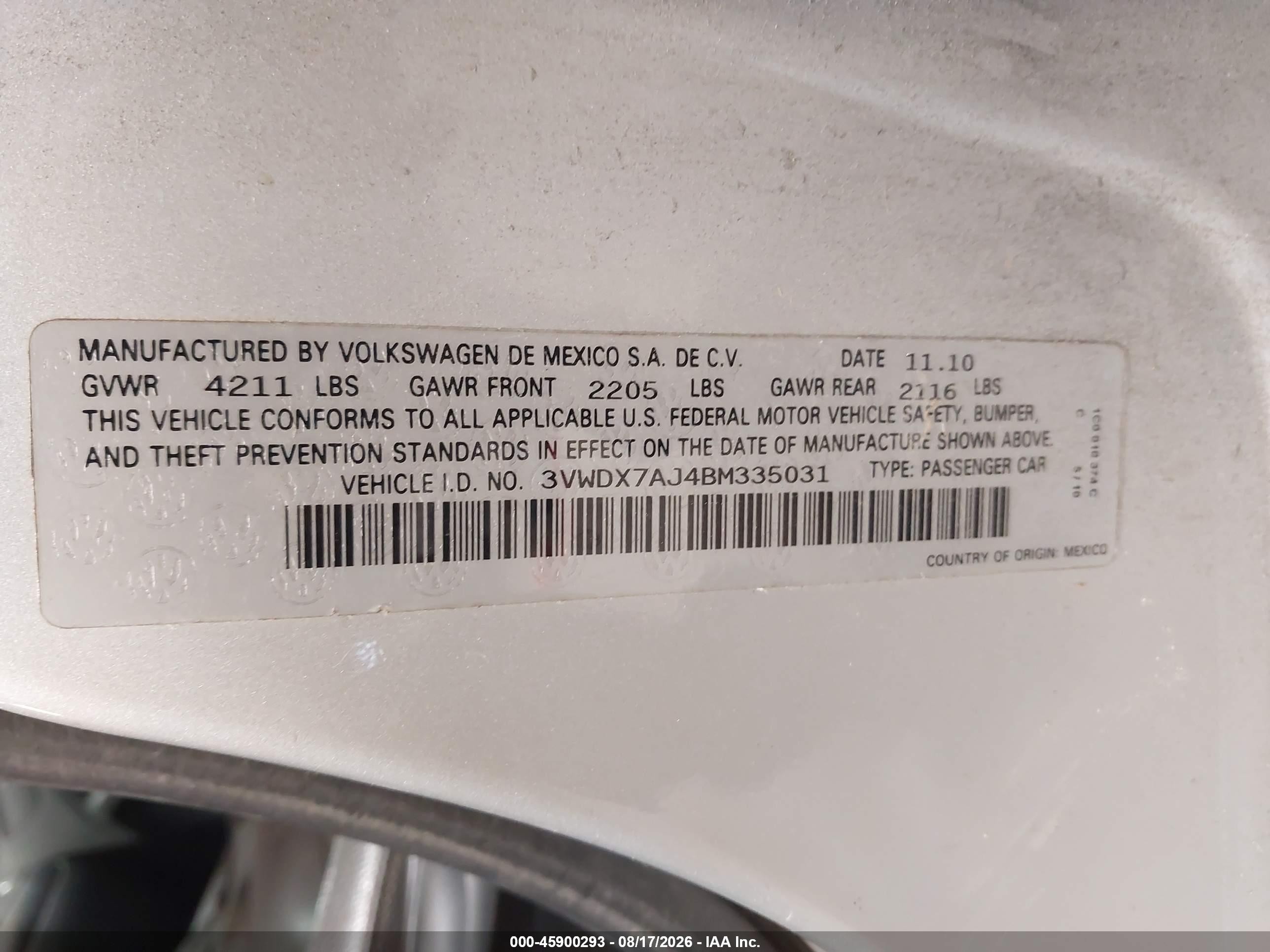 2011 Volkswagen Jetta 2.5l Se Silver vin: 3VWDX7AJ4BM335031