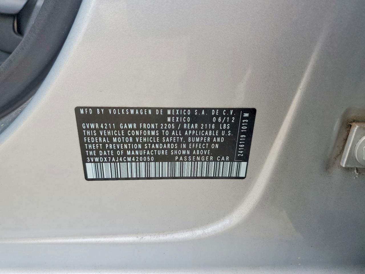 2012 Volkswagen Jetta Se Silver vin: 3VWDX7AJ4CM420050