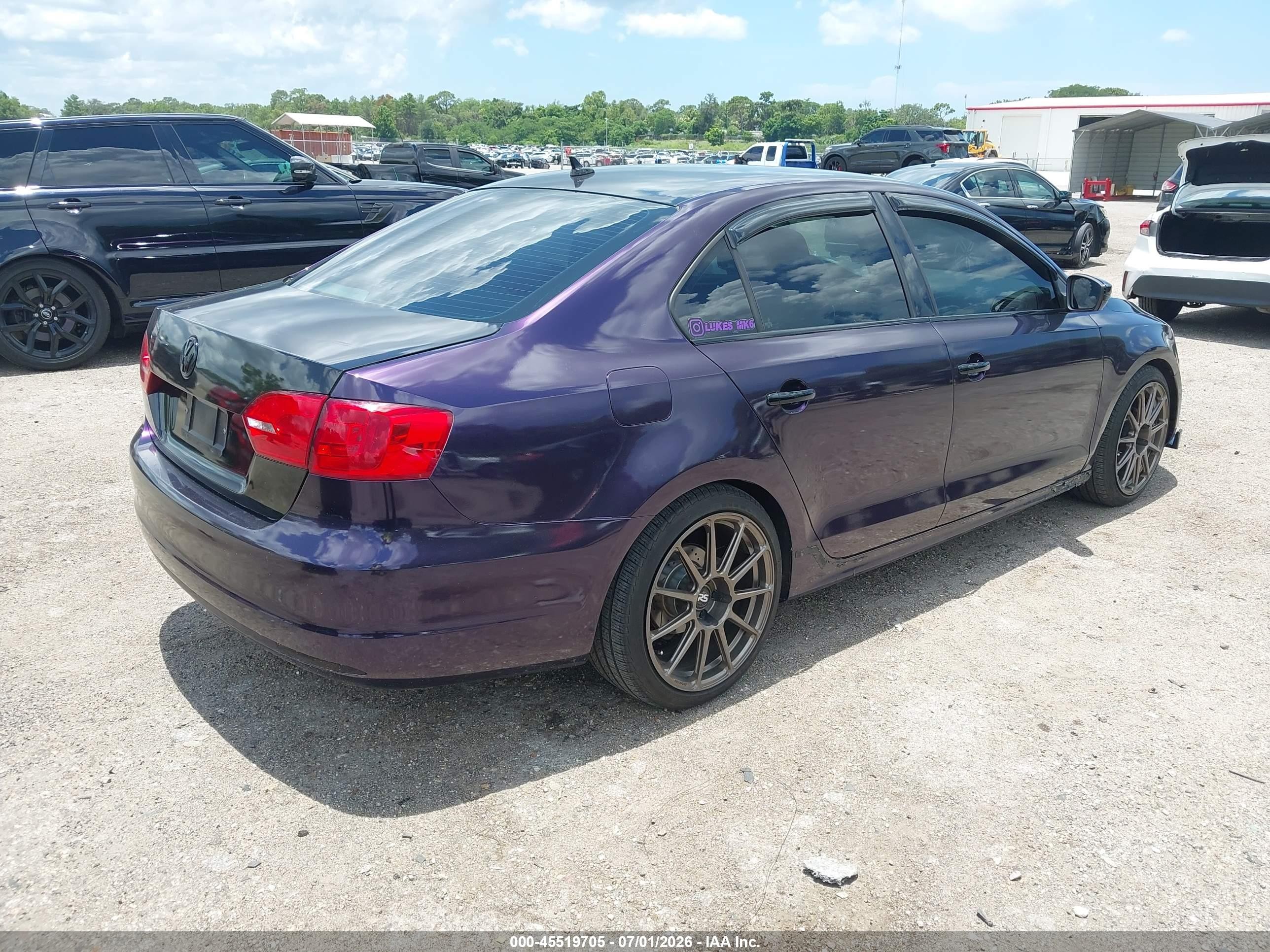2013 Volkswagen Jetta 2.5l Se Purple vin: 3VWDX7AJ4DM295861