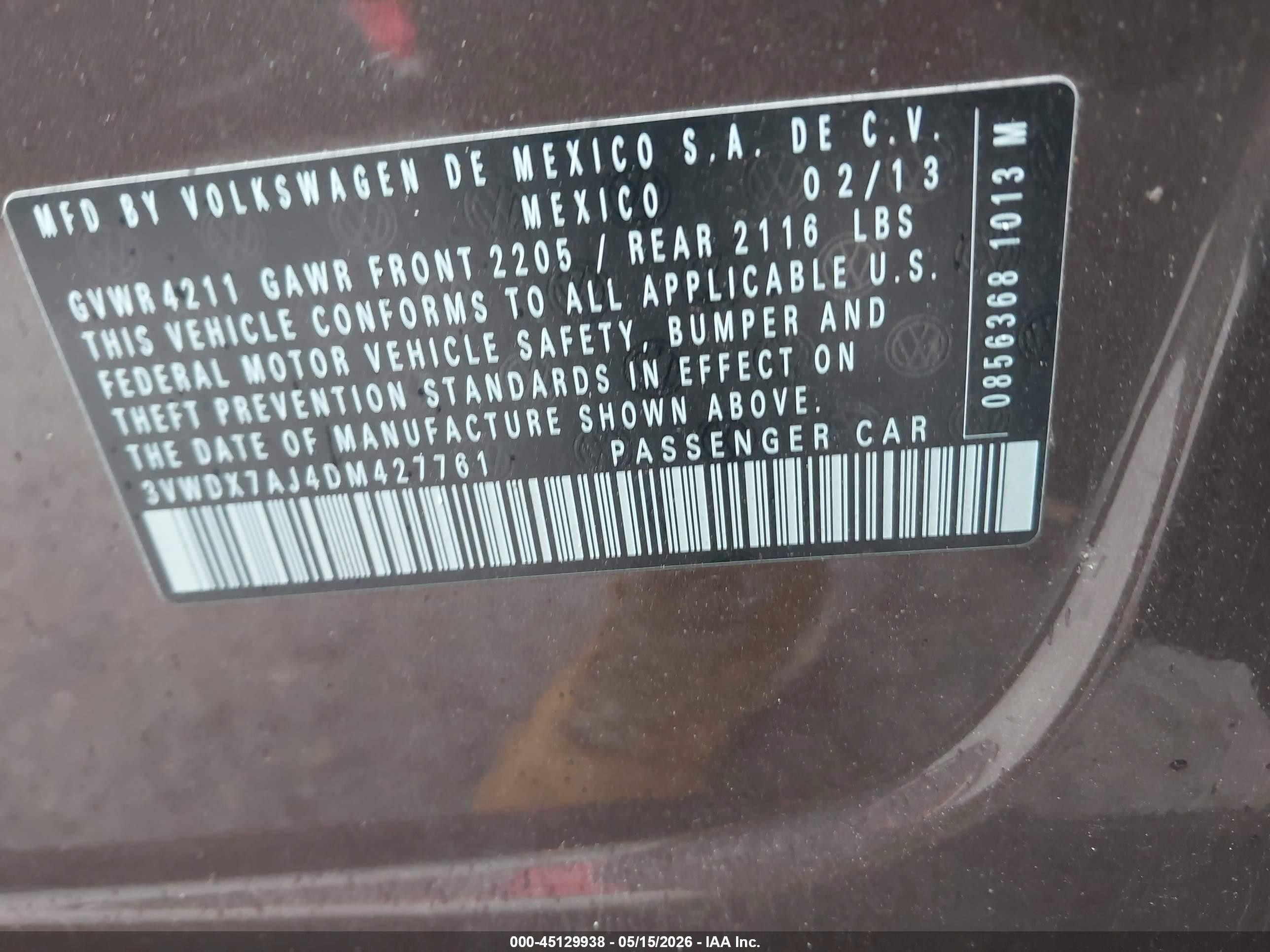 2013 Volkswagen Jetta 2.5l Se Brown vin: 3VWDX7AJ4DM427761
