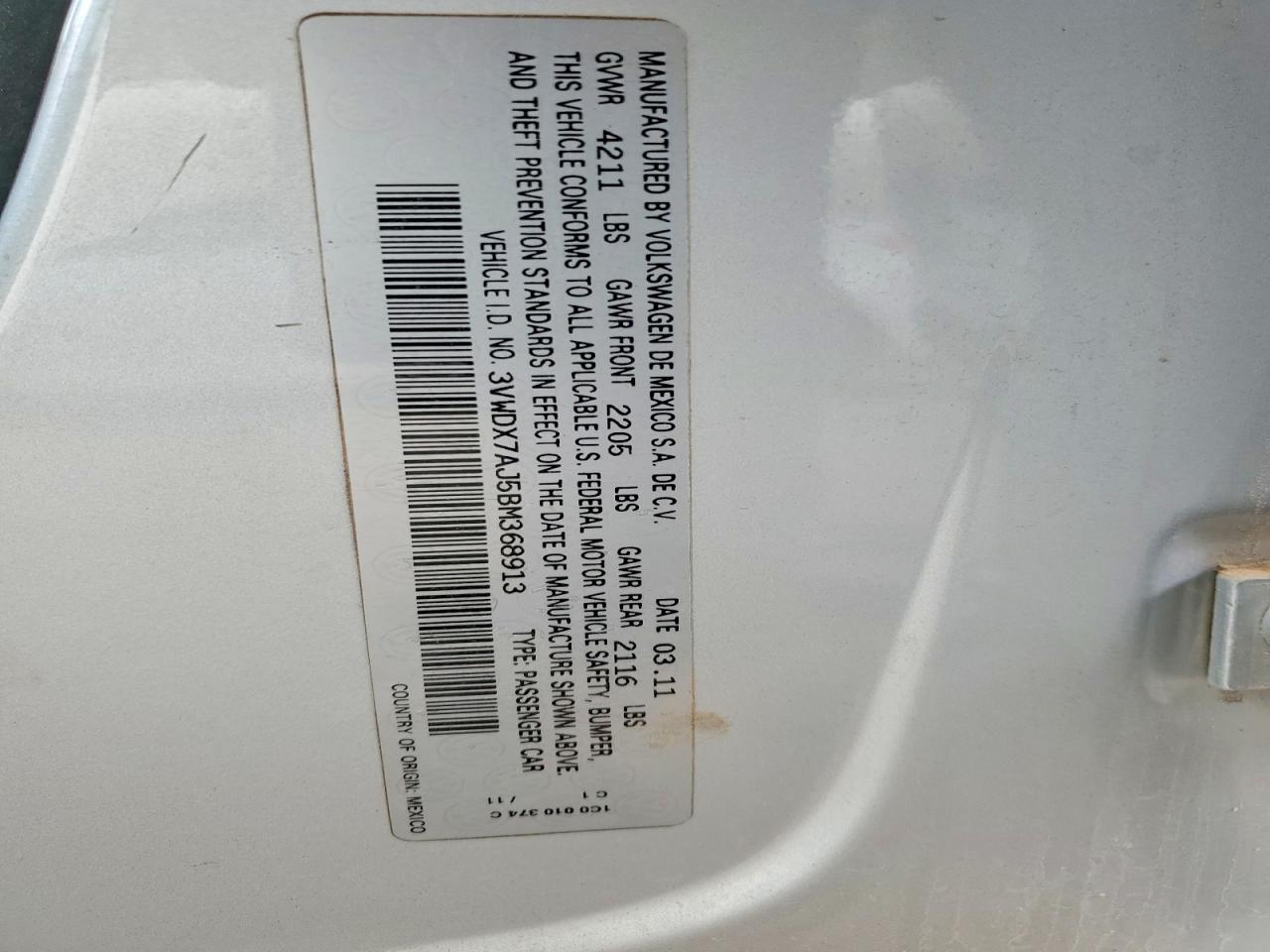 2011 Volkswagen Jetta Se Серебряный vin: 3VWDX7AJ5BM368913