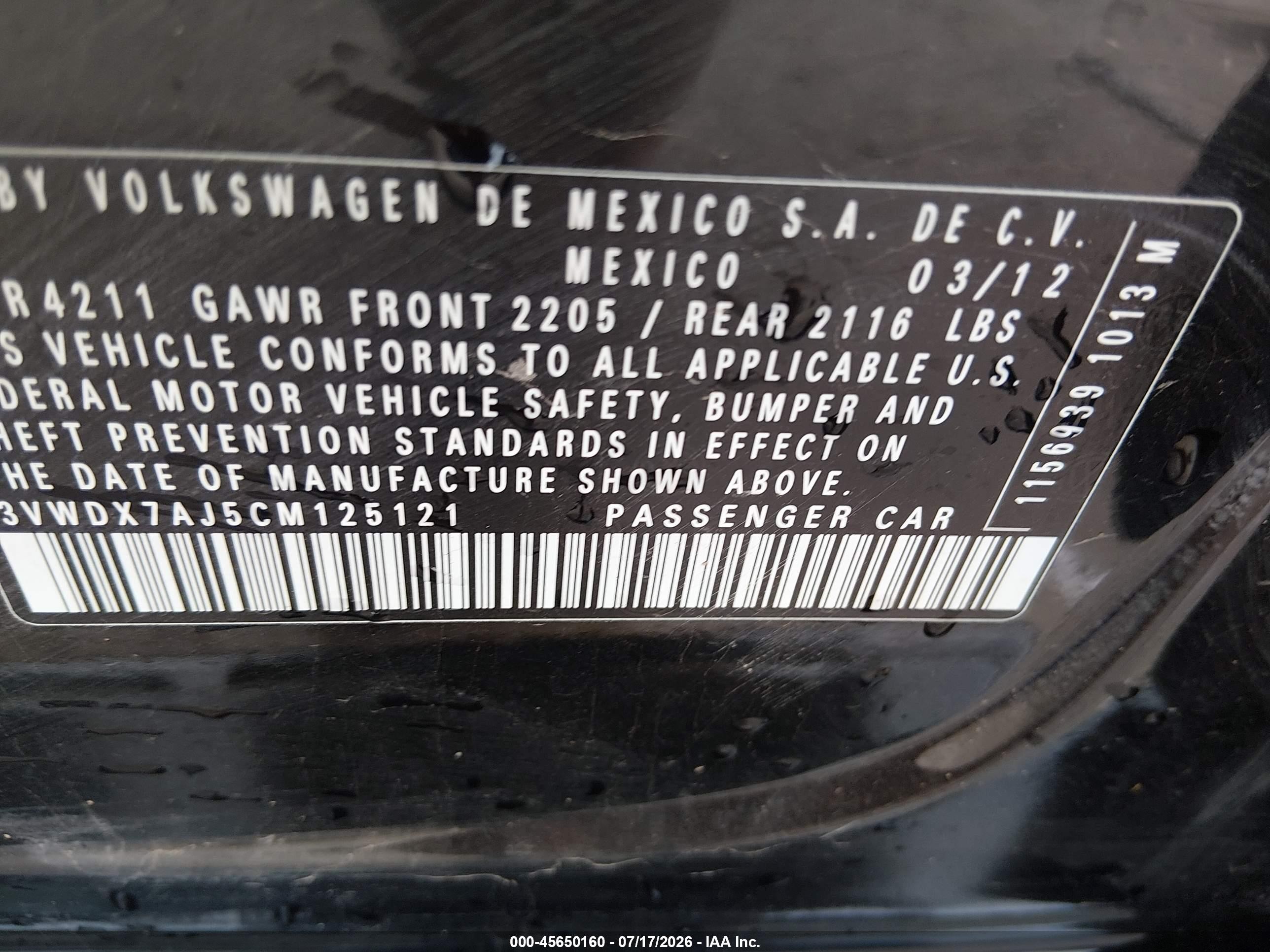 2012 Volkswagen Jetta 2.5l Se Черный vin: 3VWDX7AJ5CM125121