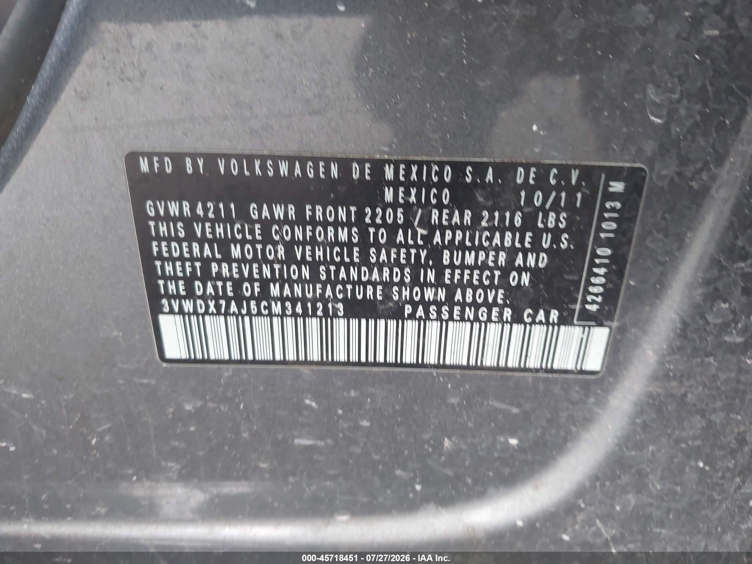 2012 Volkswagen Jetta 2.5l Se Gray vin: 3VWDX7AJ5CM341213