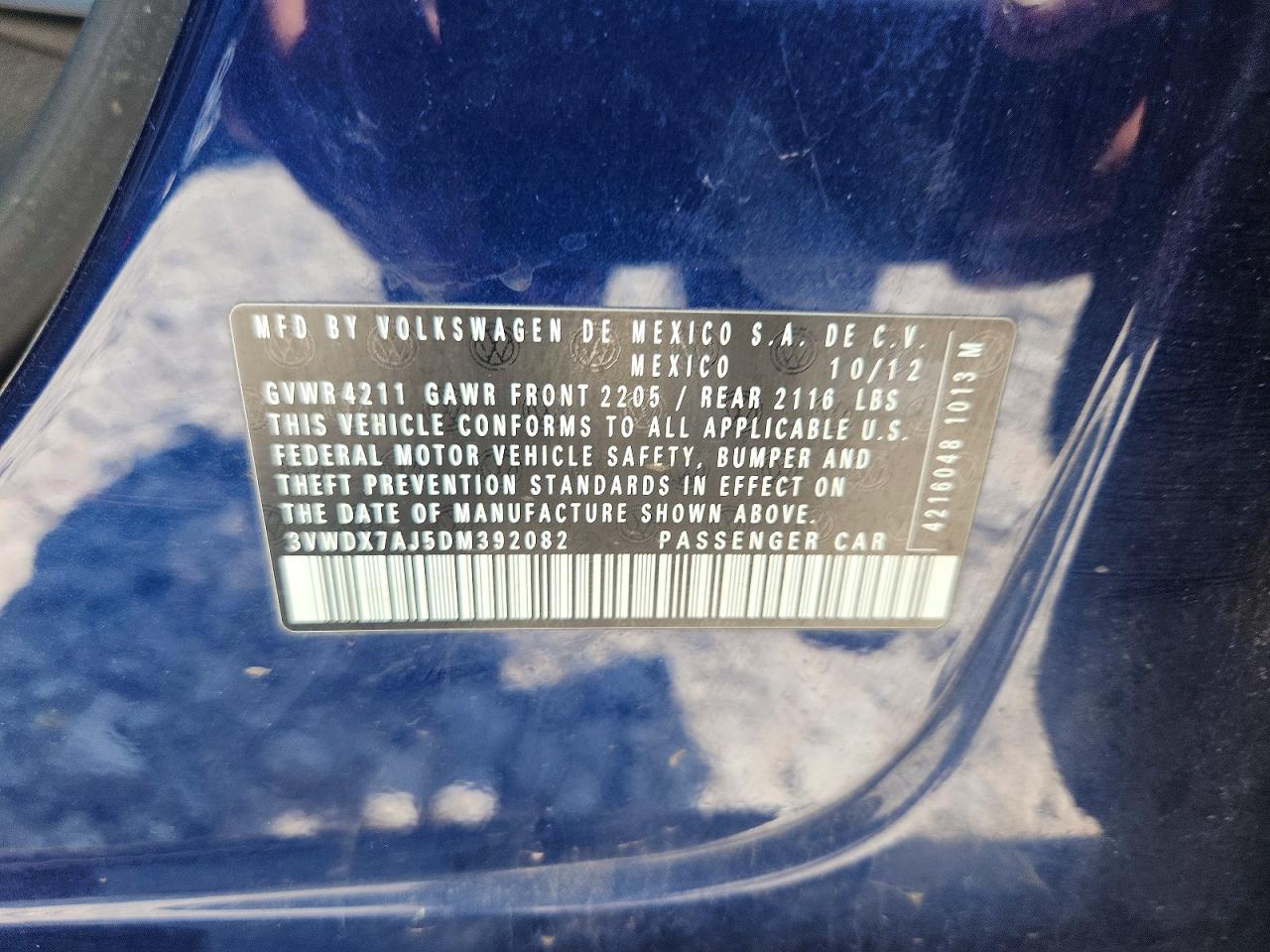 2013 Volkswagen Jetta Se Blue vin: 3VWDX7AJ5DM392082