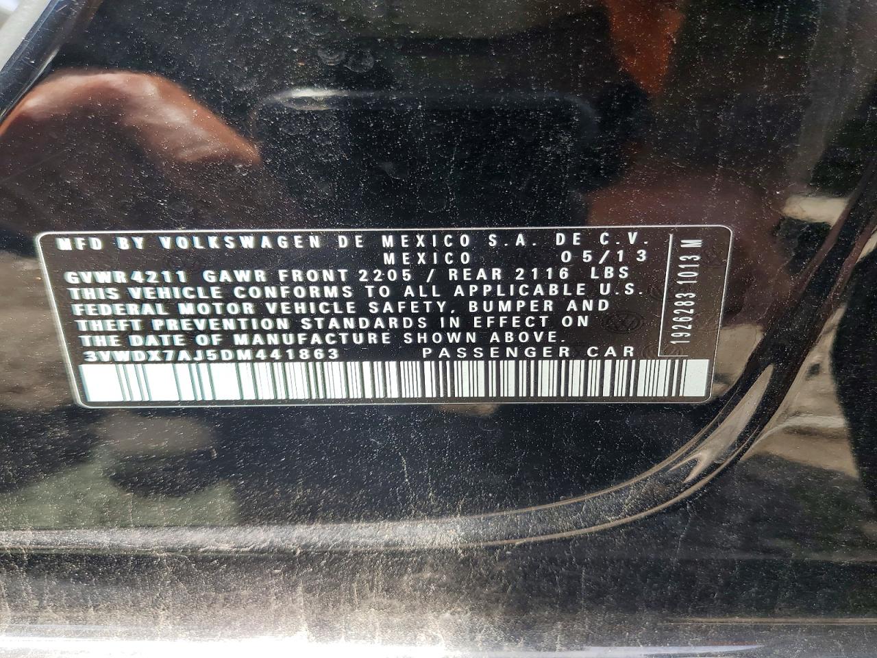 2013 Volkswagen Jetta Se Black vin: 3VWDX7AJ5DM441863