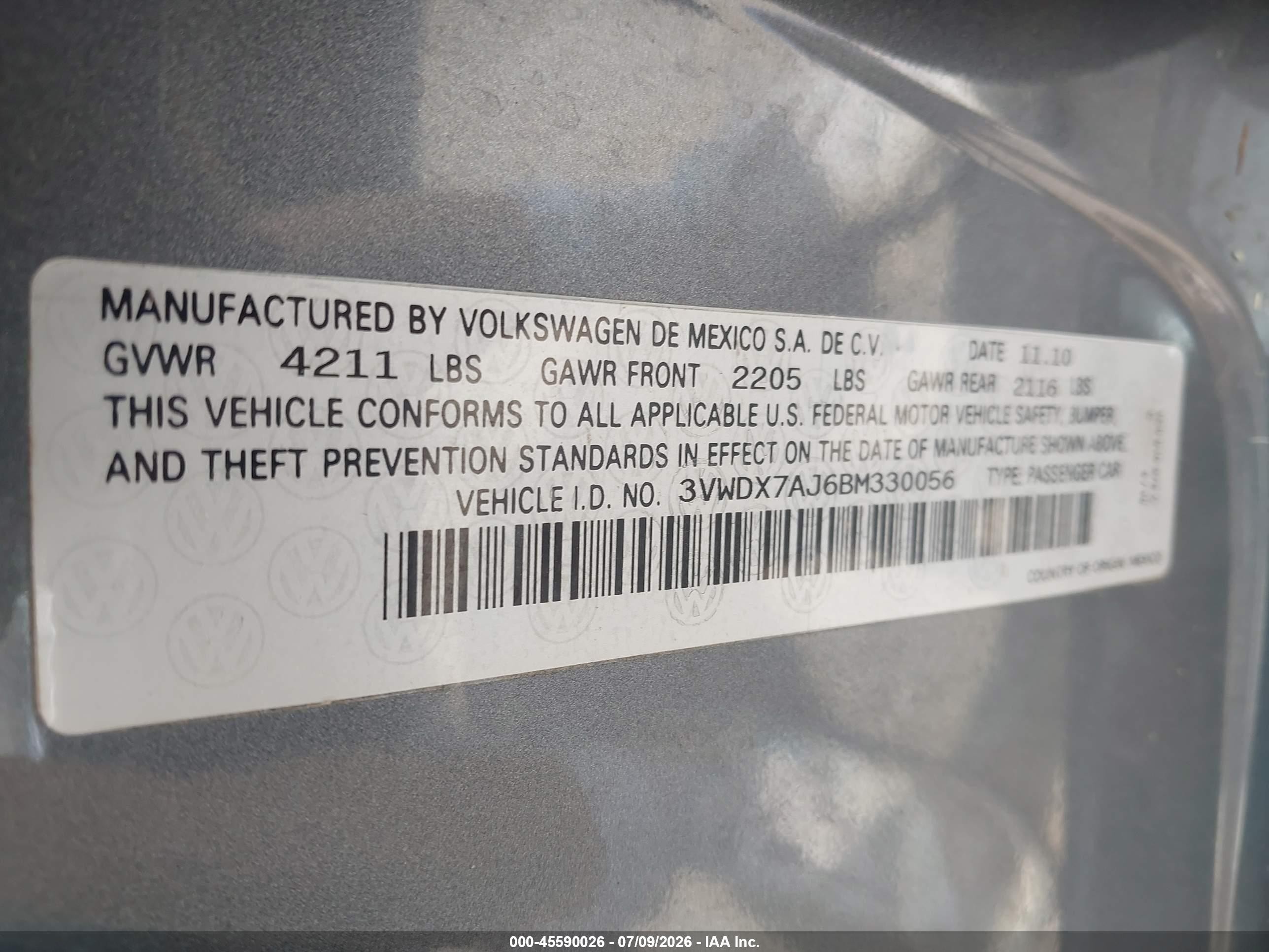 2011 Volkswagen Jetta 2.5l Se Gray vin: 3VWDX7AJ6BM330056