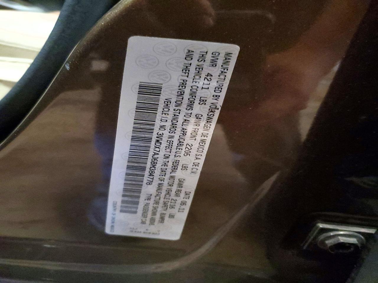 2011 Volkswagen Jetta Se Brown vin: 3VWDX7AJ6BM384778