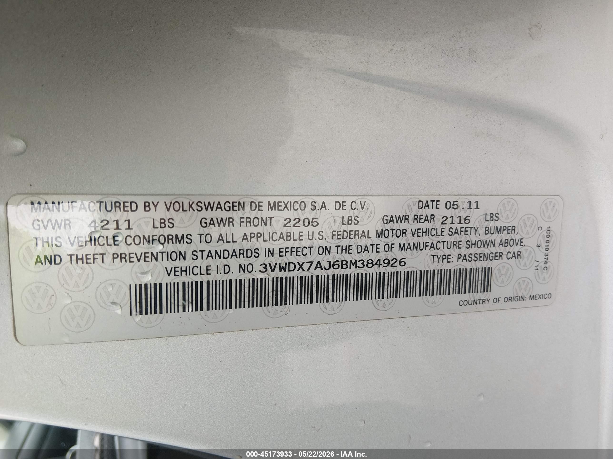 2011 Volkswagen Jetta 2.5l Se Silver vin: 3VWDX7AJ6BM384926
