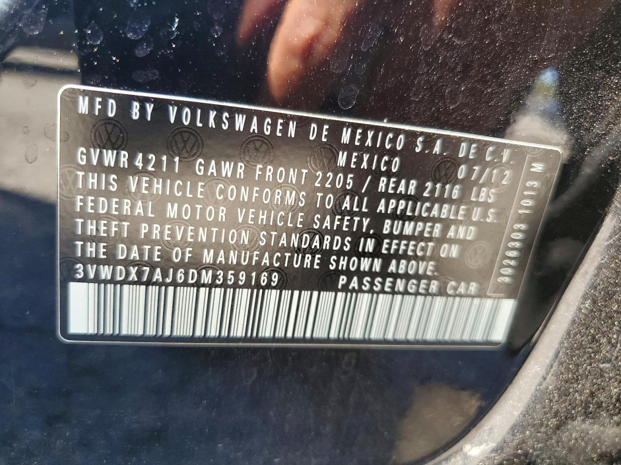 2013 Volkswagen Jetta Se Black vin: 3VWDX7AJ6DM359169