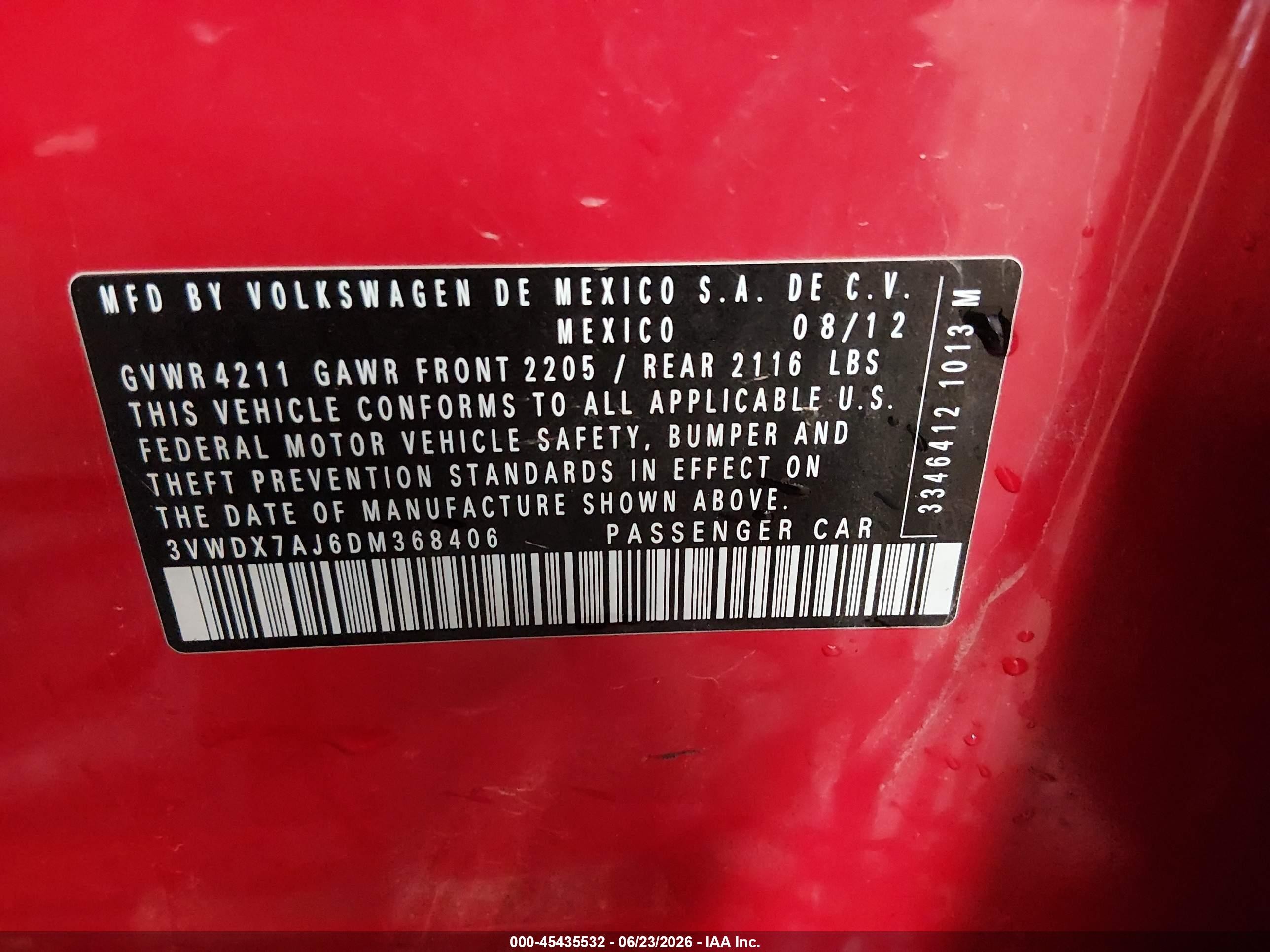 2013 Volkswagen Jetta 2.5l Se Red vin: 3VWDX7AJ6DM368406