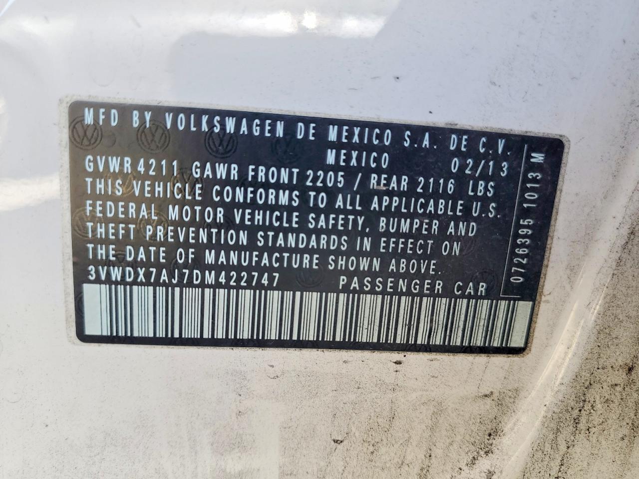 2013 Volkswagen Jetta Se White vin: 3VWDX7AJ7DM422747