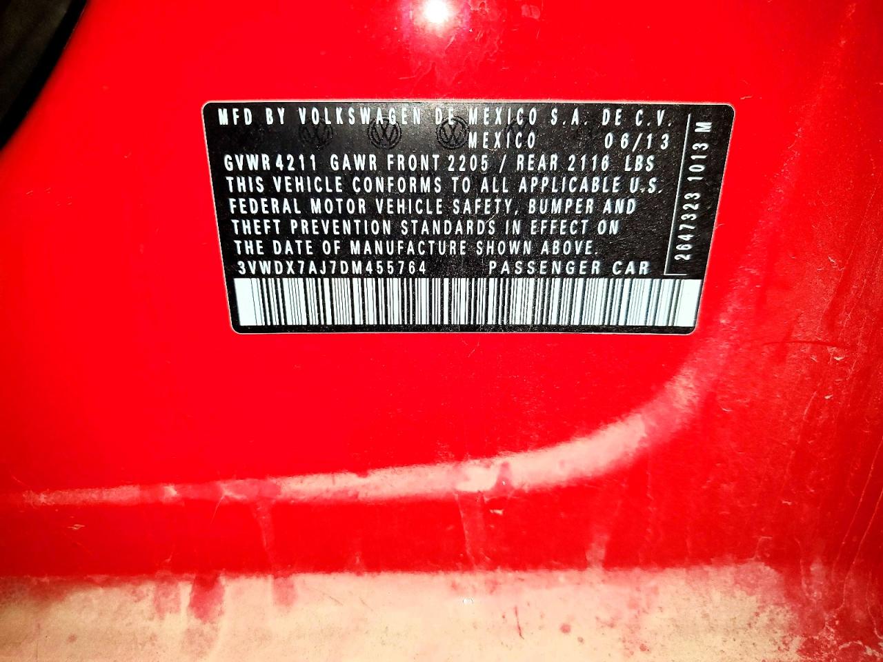 2013 Volkswagen Jetta Se Red vin: 3VWDX7AJ7DM455764
