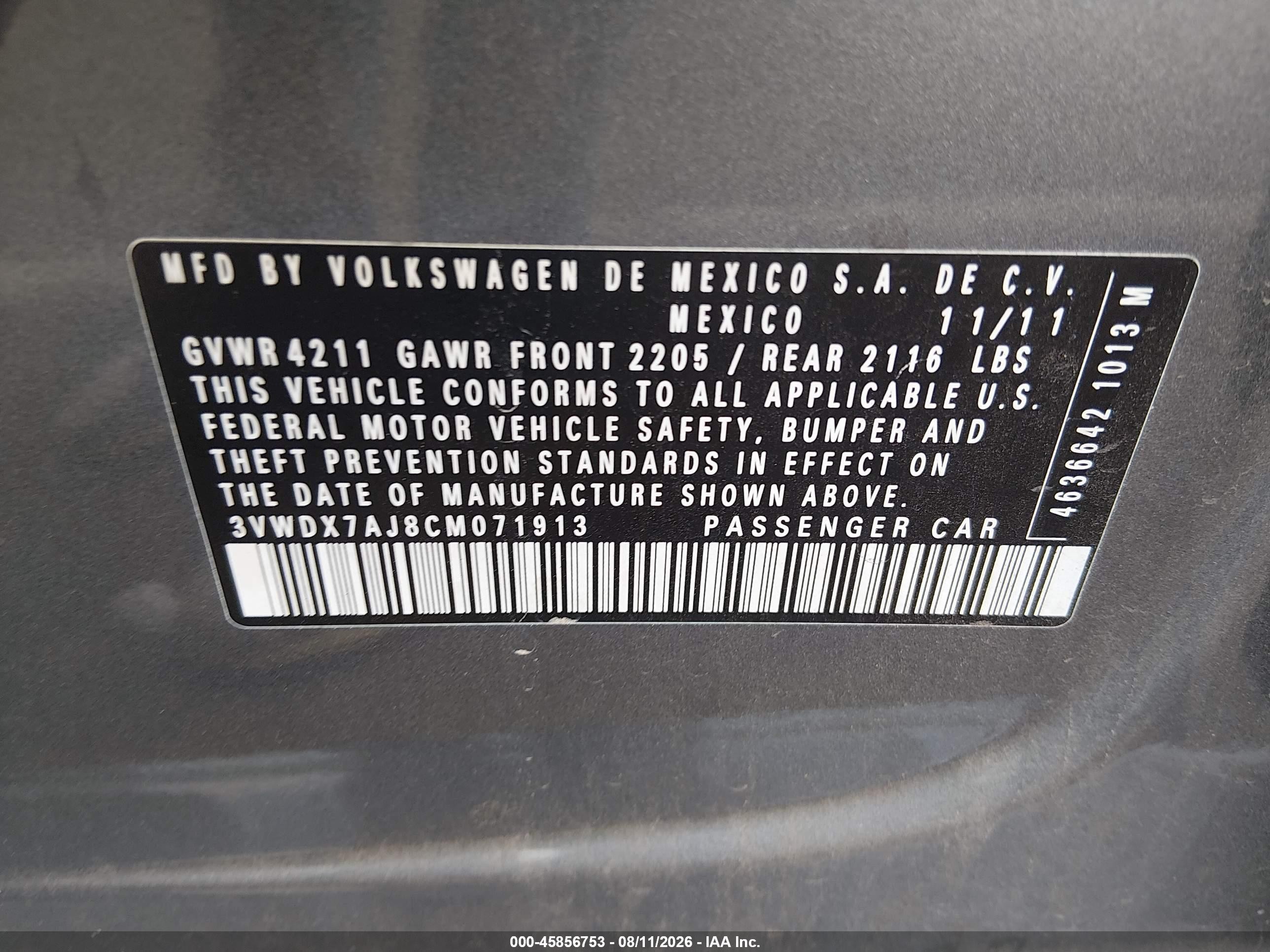 2012 Volkswagen Jetta 2.5l Se Gray vin: 3VWDX7AJ8CM071913