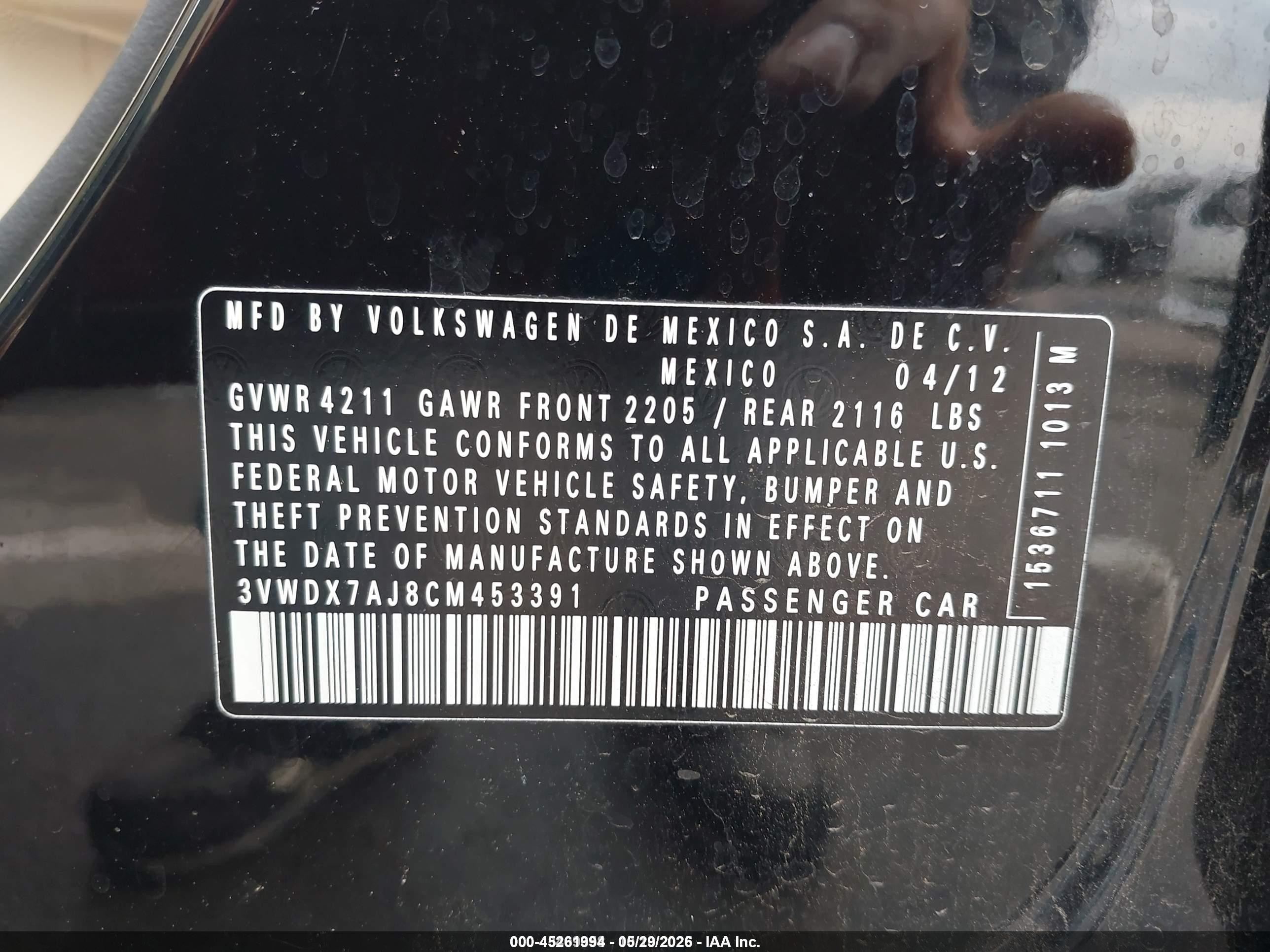 2012 Volkswagen Jetta 2.5l Se Black vin: 3VWDX7AJ8CM453391