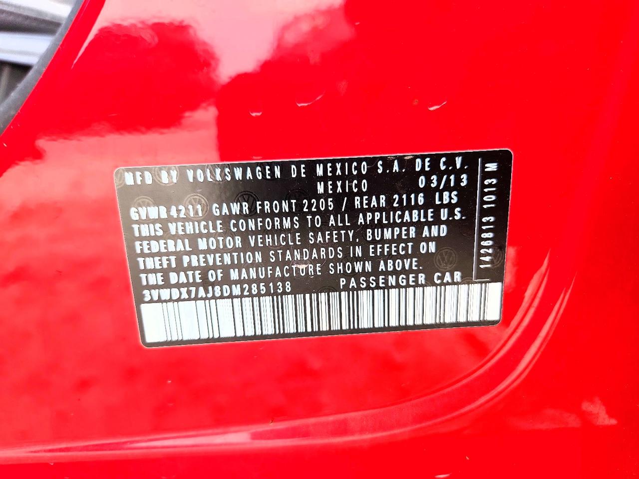 2013 Volkswagen Jetta Se Red vin: 3VWDX7AJ8DM285138