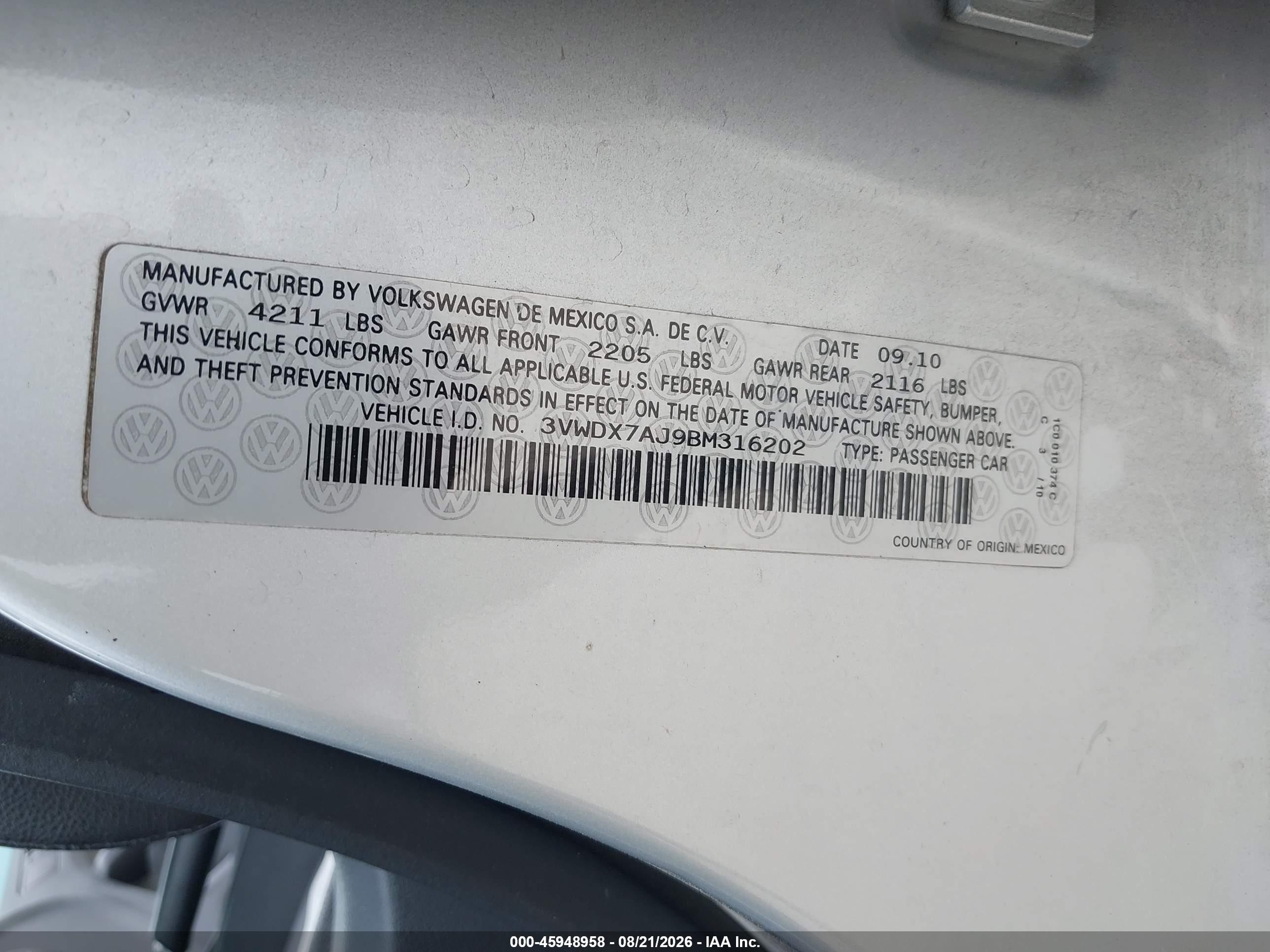 2011 Volkswagen Jetta 2.5l Se Silver vin: 3VWDX7AJ9BM316202