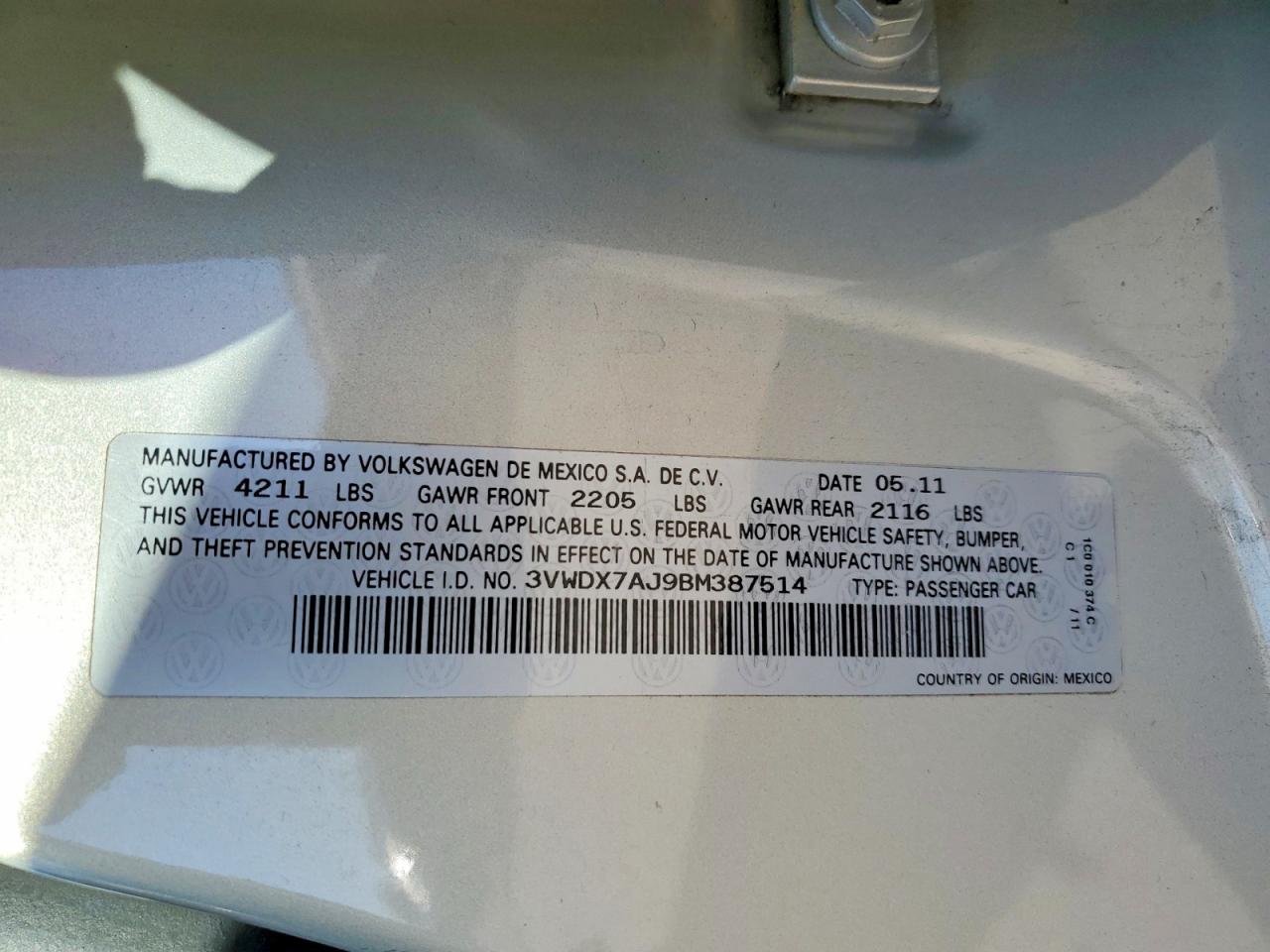 2011 Volkswagen Jetta Se Silver vin: 3VWDX7AJ9BM387514
