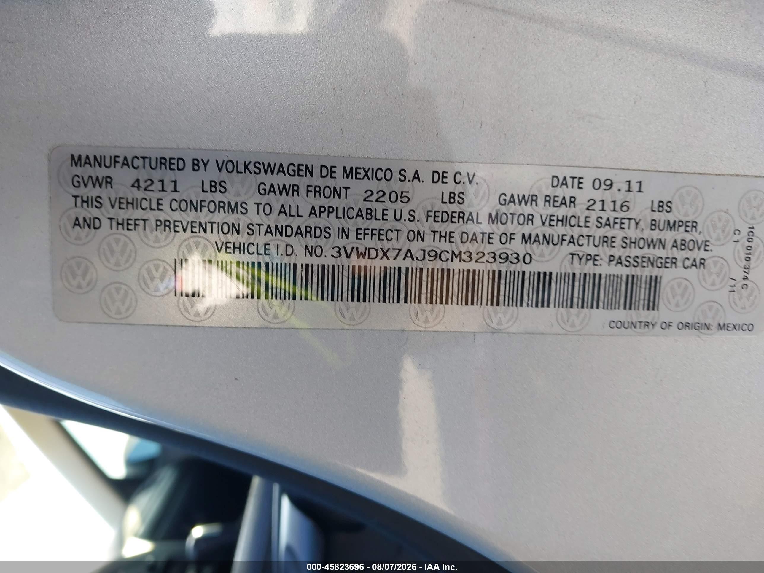 2012 Volkswagen Jetta 2.5l Se Silver vin: 3VWDX7AJ9CM323930