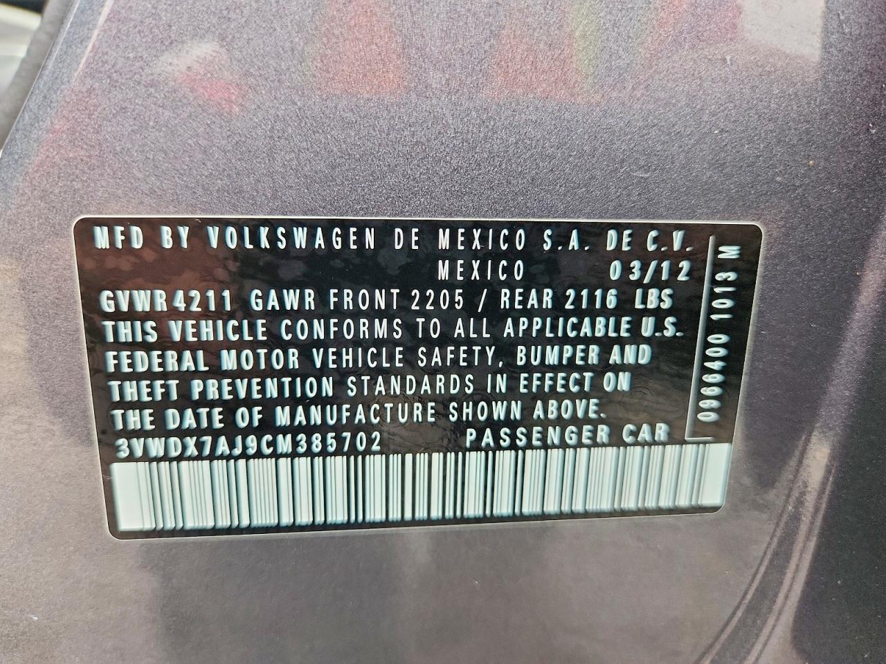 2012 Volkswagen Jetta Se Gray vin: 3VWDX7AJ9CM385702