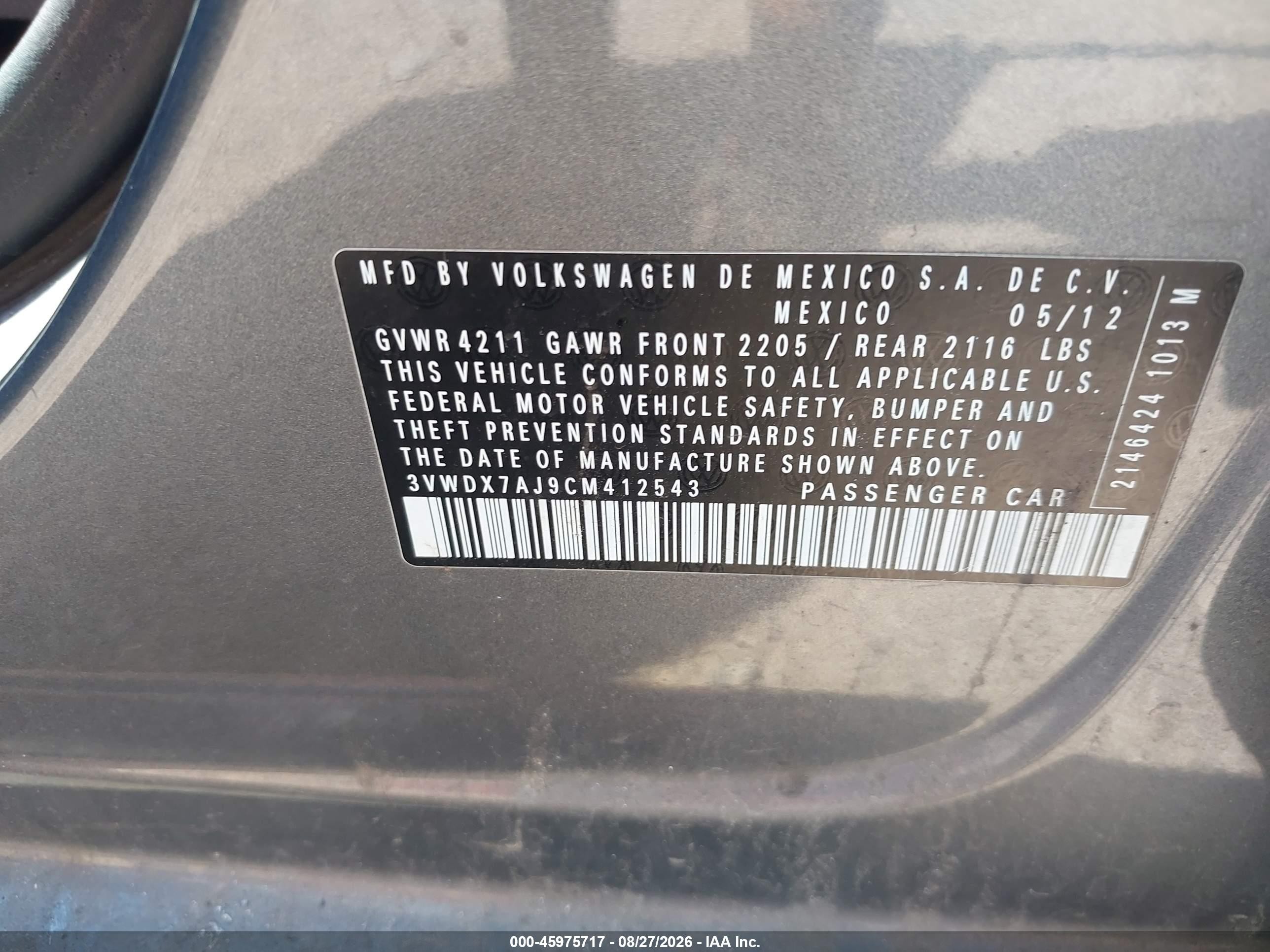 2012 Volkswagen Jetta 2.5l Se Silver vin: 3VWDX7AJ9CM412543