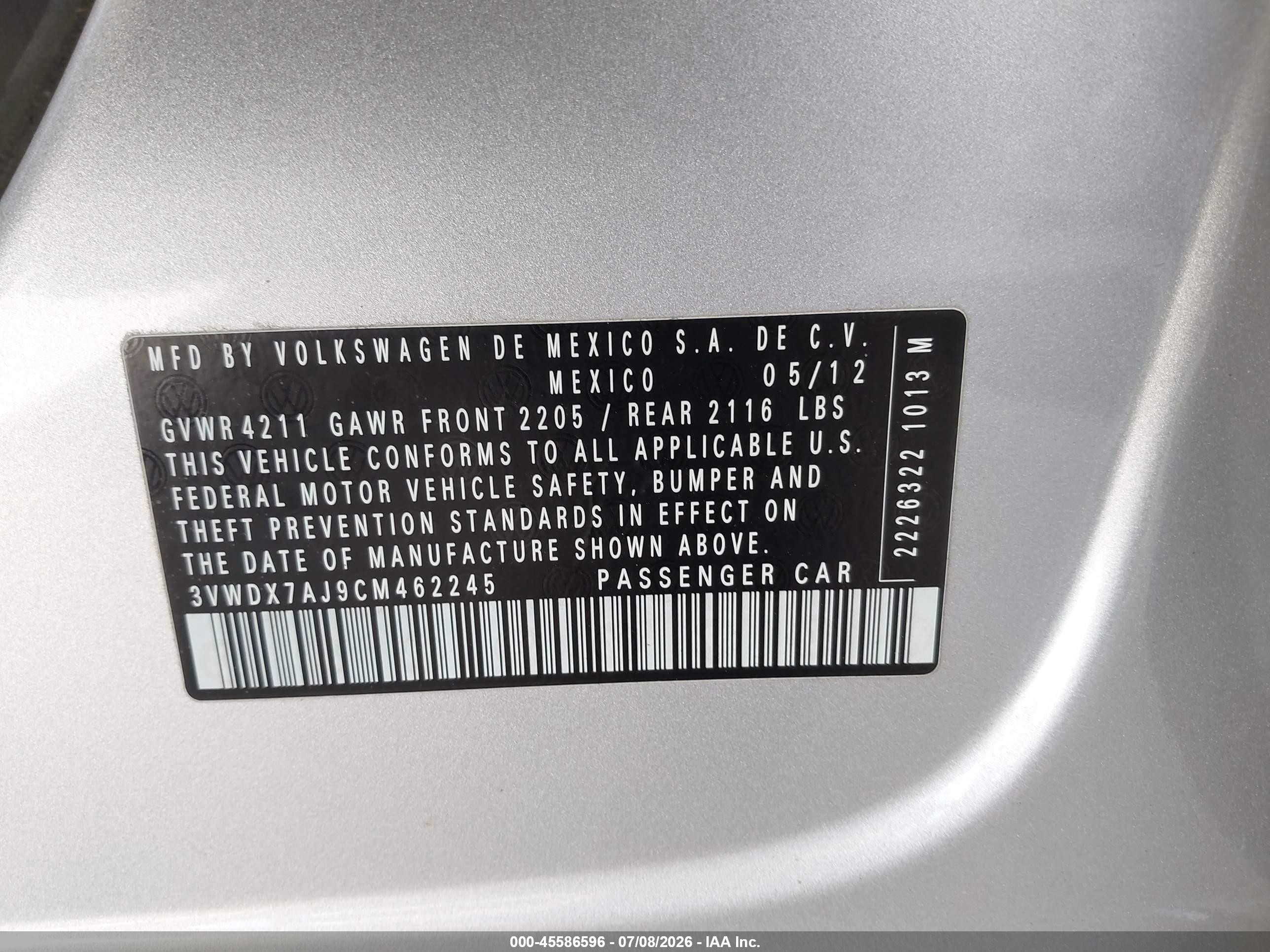 2012 Volkswagen Jetta 2.5l Se Silver vin: 3VWDX7AJ9CM462245