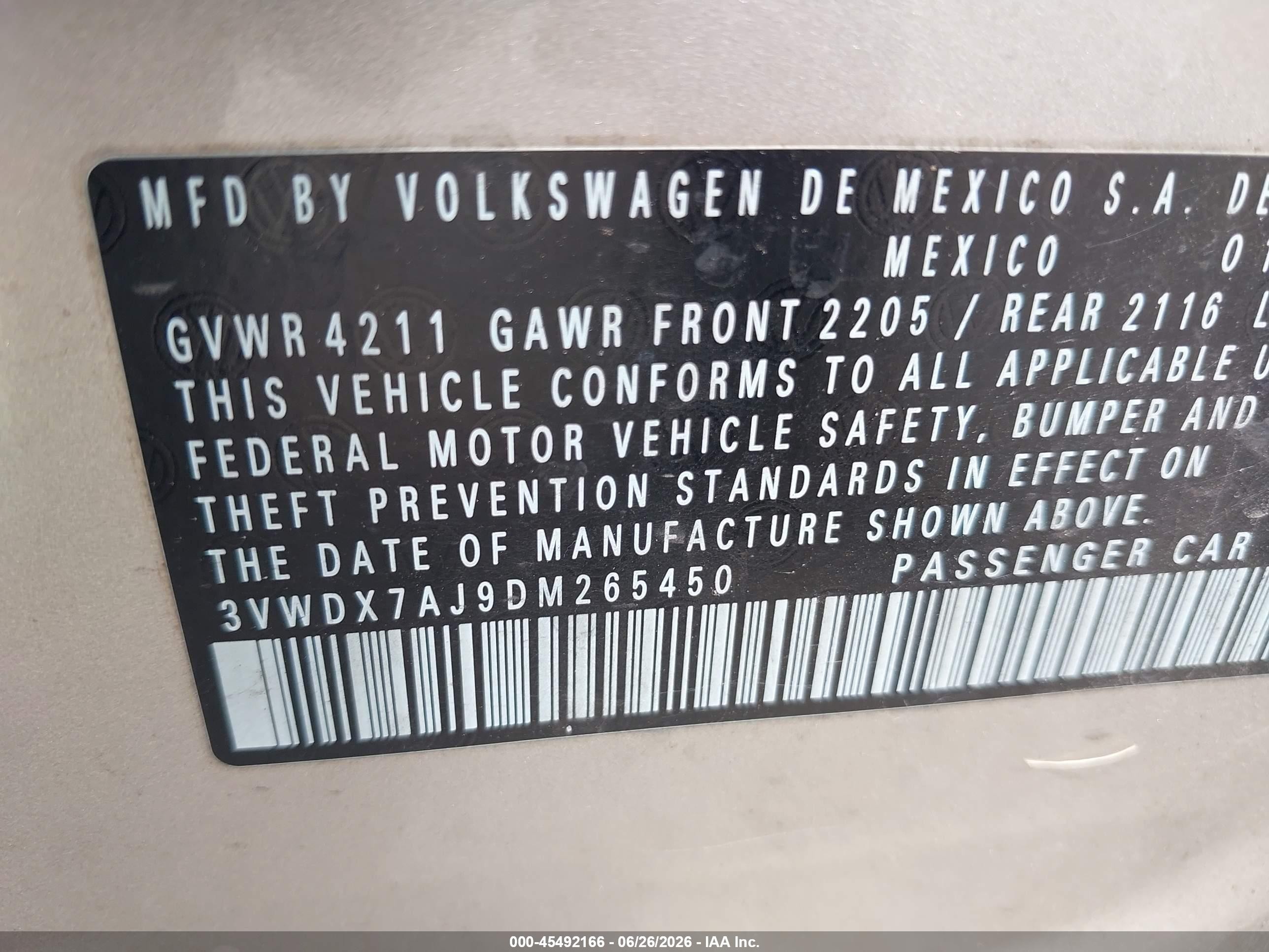 2013 Volkswagen Jetta 2.5l Se Gold vin: 3VWDX7AJ9DM265450