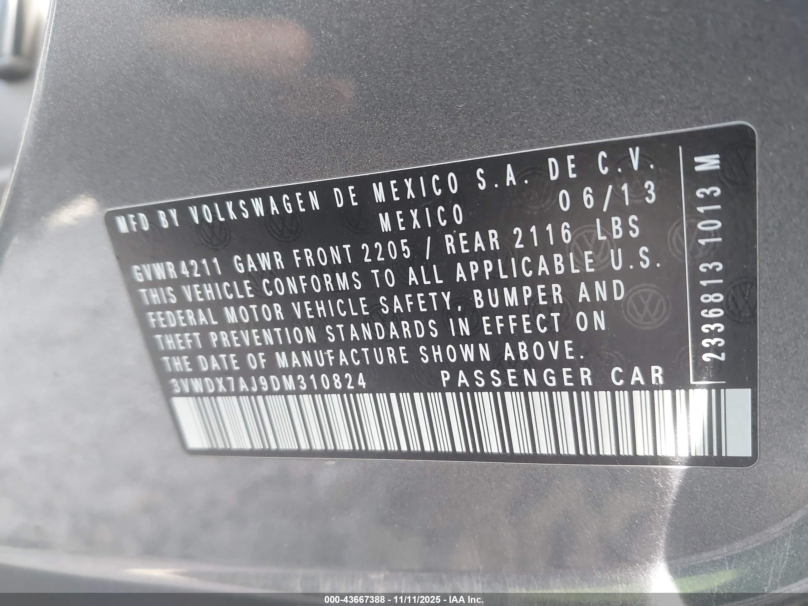 2013 Volkswagen Jetta 2.5l Se Gray vin: 3VWDX7AJ9DM310824