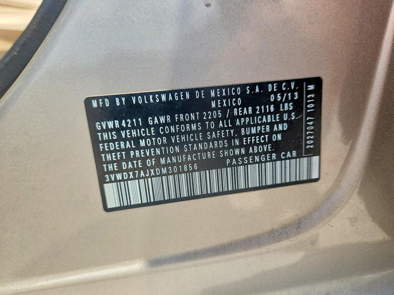 2013 Volkswagen Jetta Se Cream vin: 3VWDX7AJXDM301856