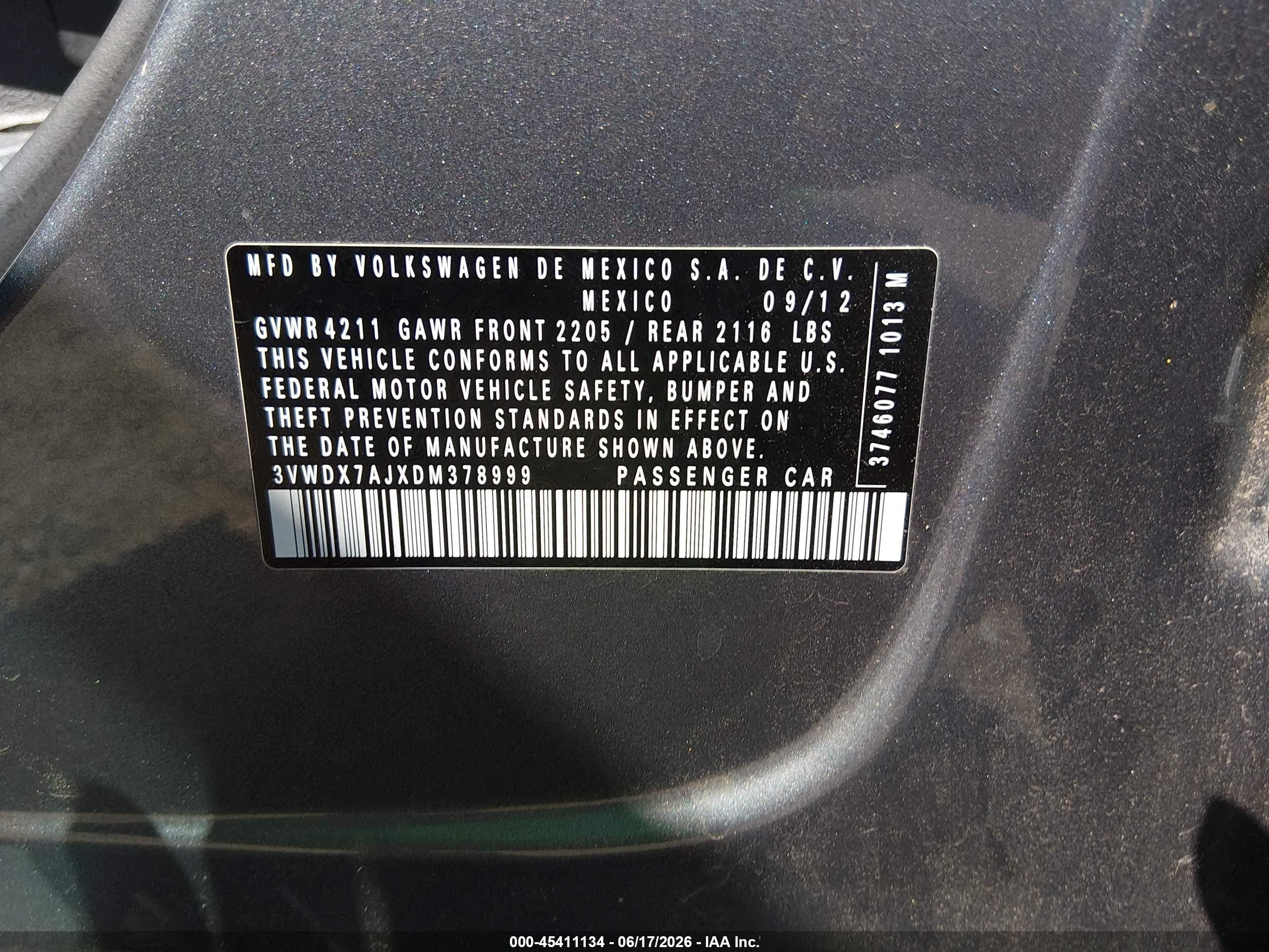 2013 Volkswagen Jetta 2.5l Se Gray vin: 3VWDX7AJXDM378999