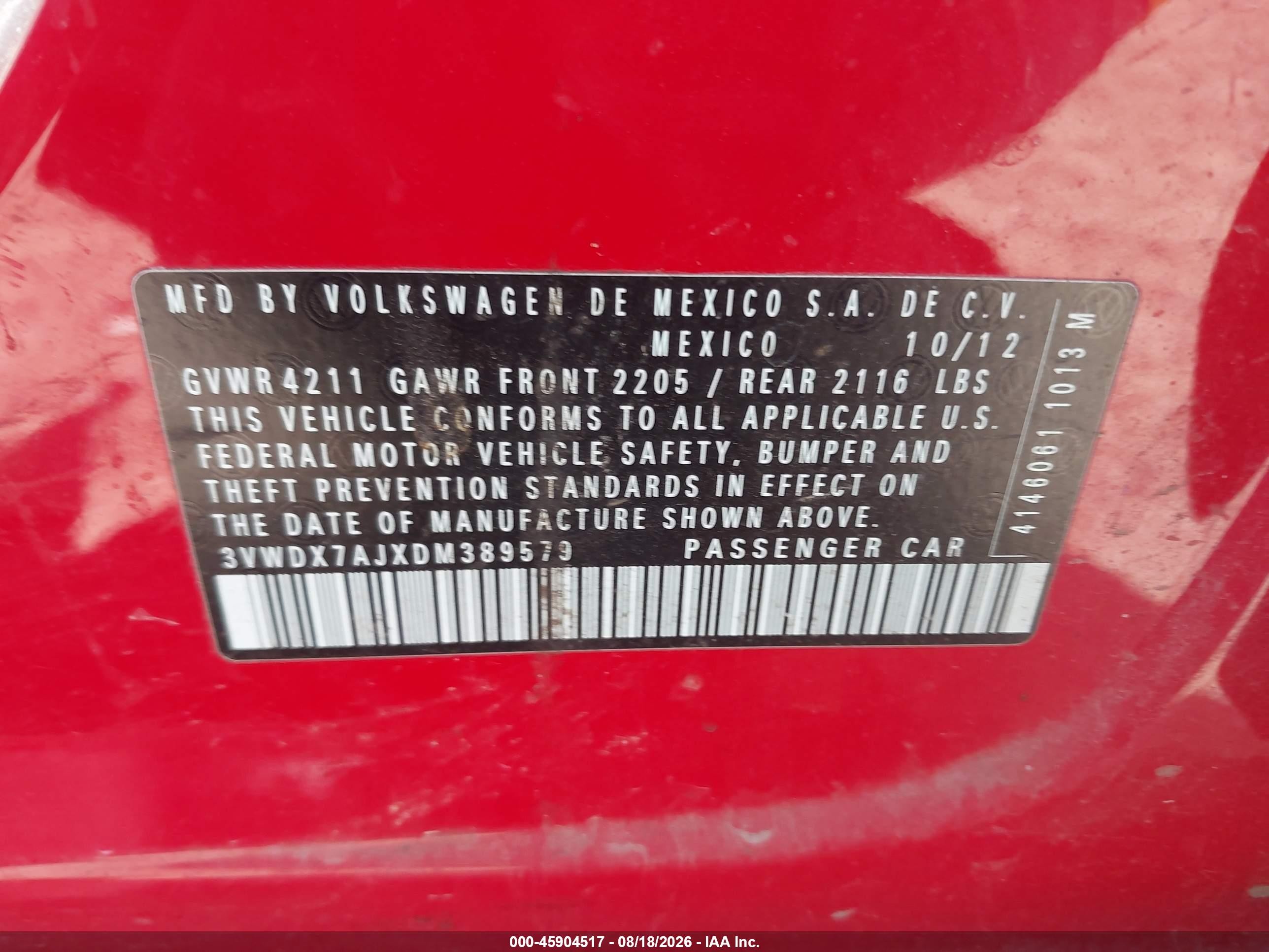 2013 Volkswagen Jetta 2.5l Se Red vin: 3VWDX7AJXDM389579