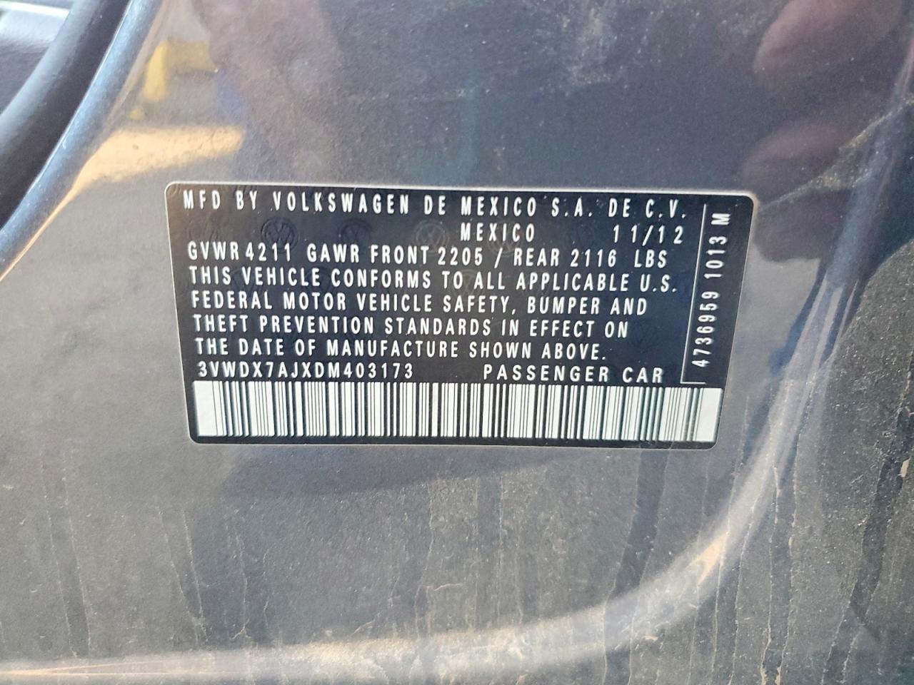 2013 Volkswagen Jetta Se Gray vin: 3VWDX7AJXDM403173