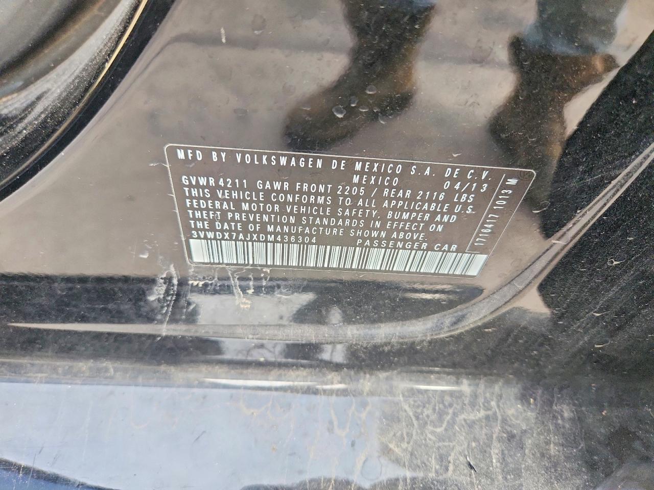 2013 Volkswagen Jetta Se Black vin: 3VWDX7AJXDM436304