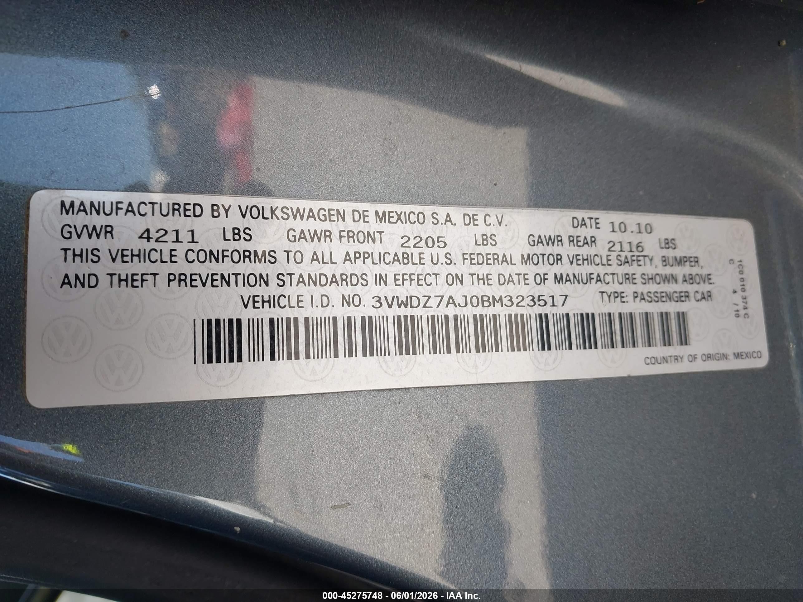2011 Volkswagen Jetta 2.5l Se Gray vin: 3VWDZ7AJ0BM323517