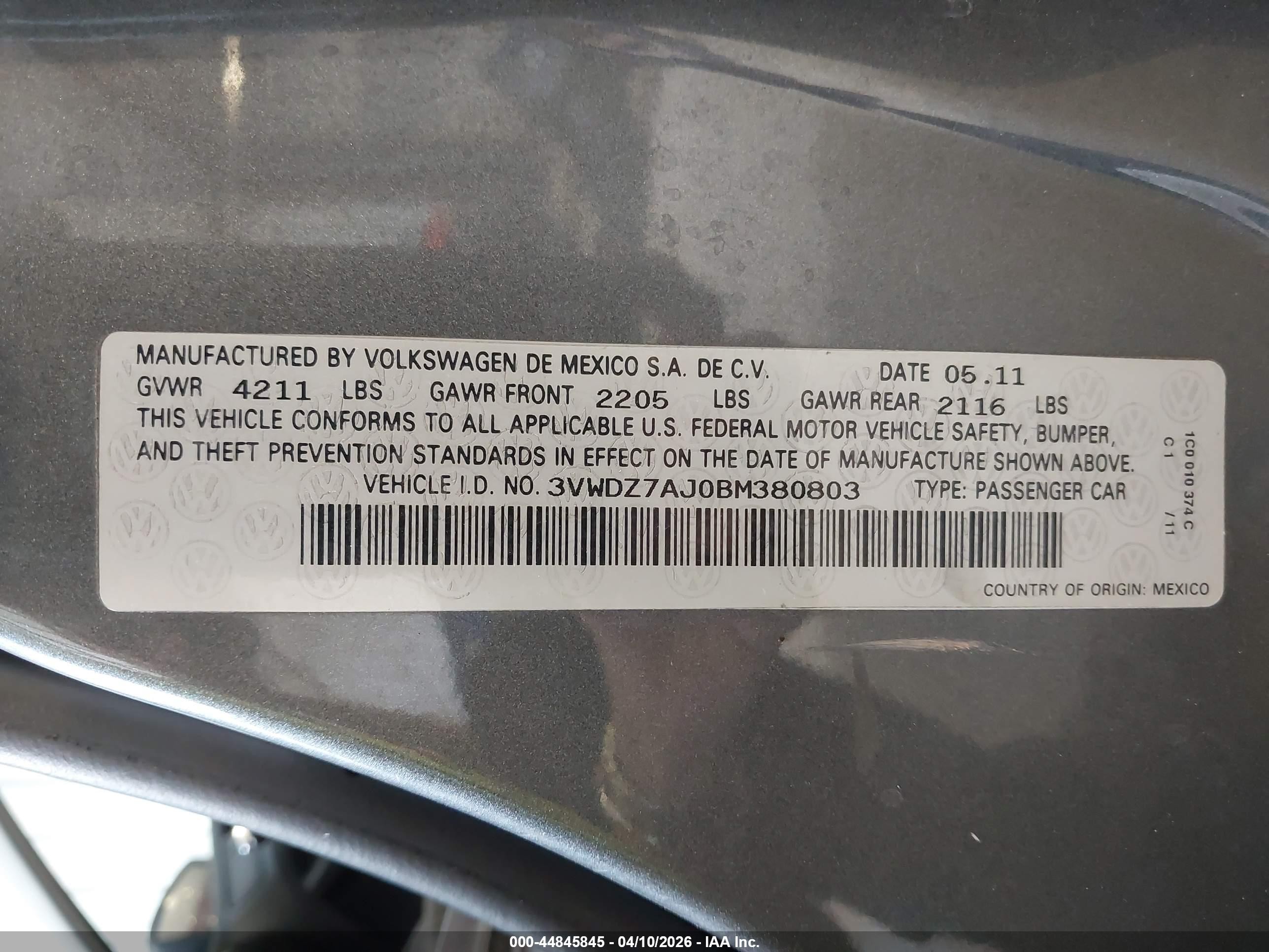 2011 Volkswagen Jetta 2.5l Se Gray vin: 3VWDZ7AJ0BM380803