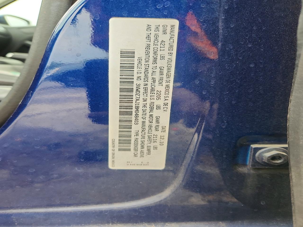 2011 Volkswagen Jetta Se Blue vin: 3VWDZ7AJ1BM048403